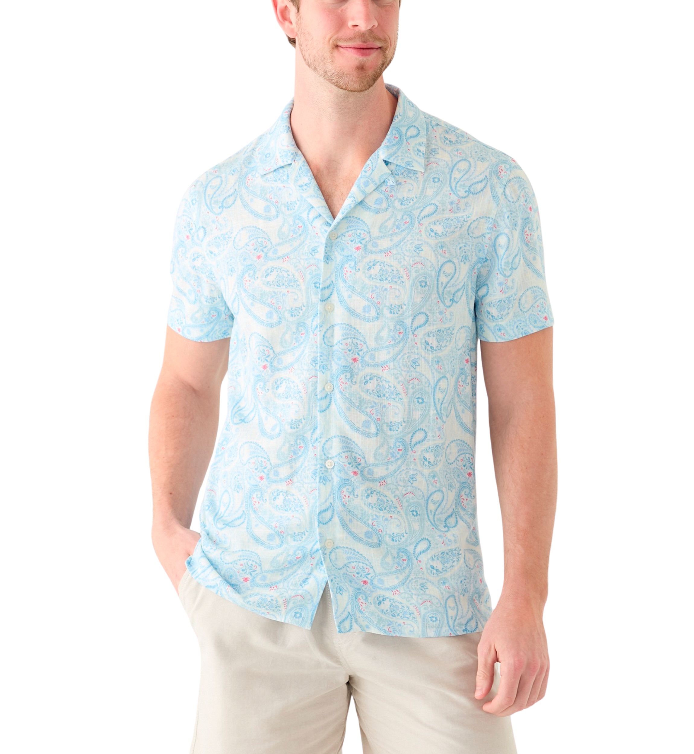 Mens Short Sleeve Printed Camp Shirt