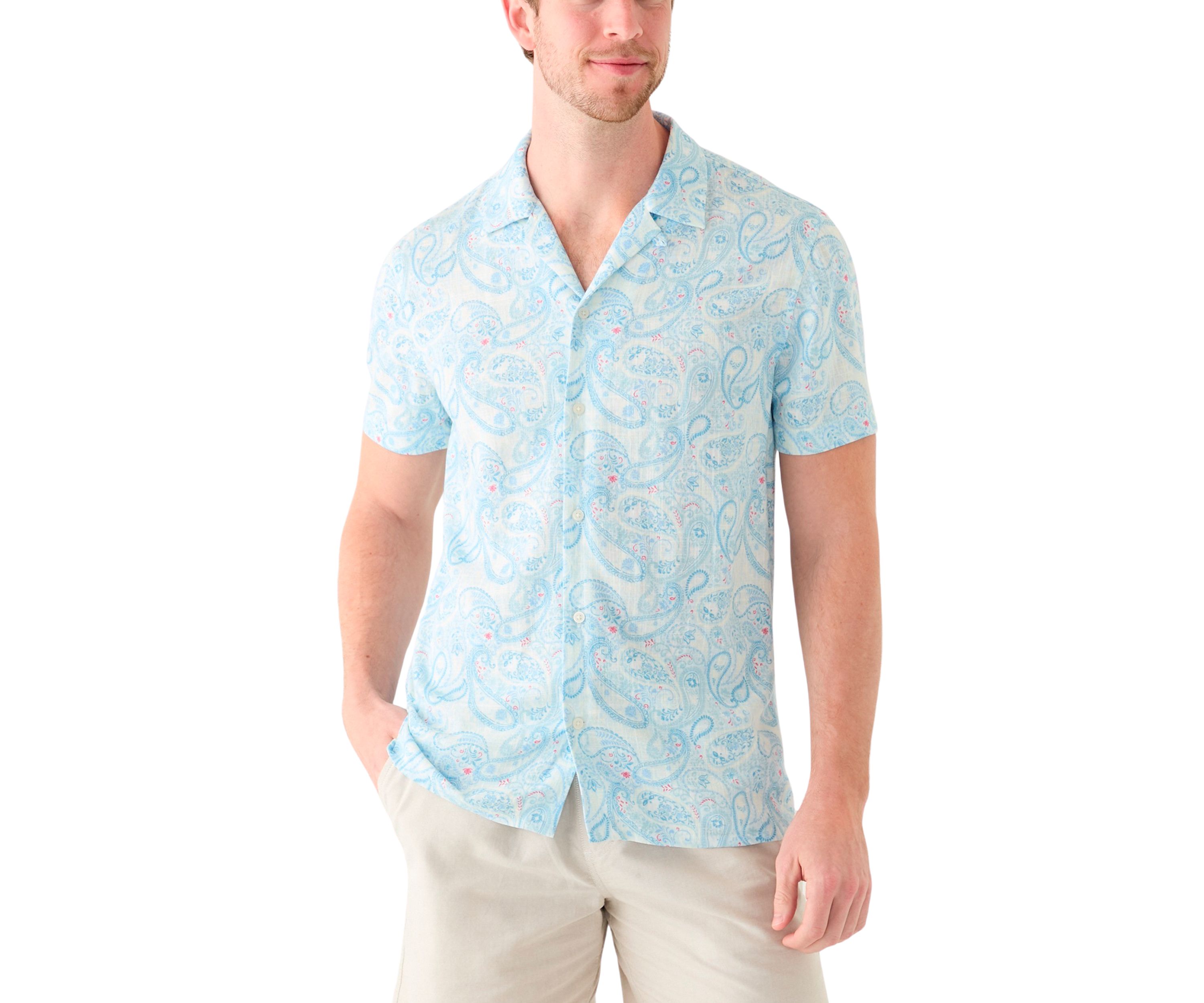 Mens Short Sleeve Printed Camp Shirt