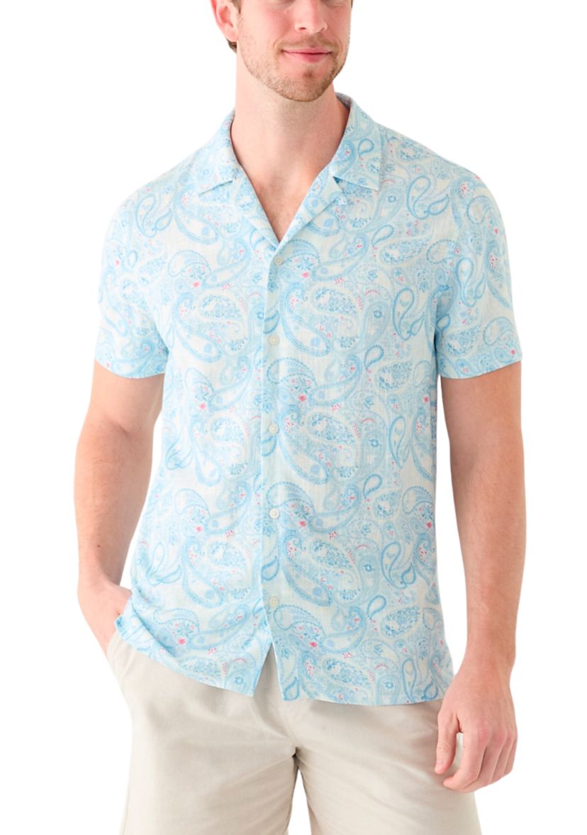 Mens Short Sleeve Printed Camp Shirt
