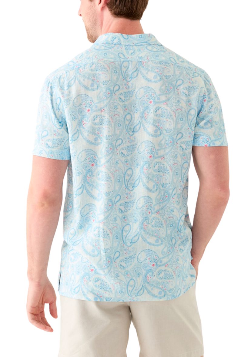 Mens Short Sleeve Printed Camp Shirt