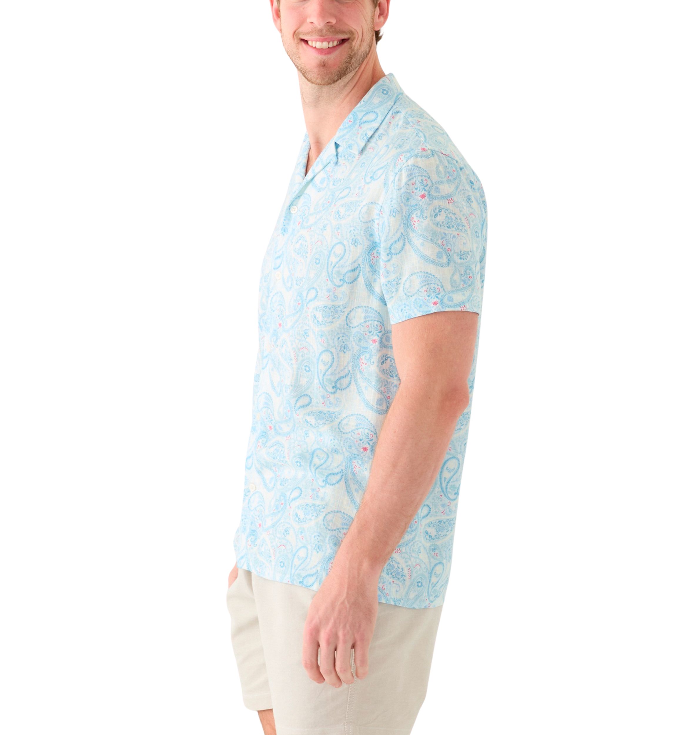 Mens Short Sleeve Printed Camp Shirt
