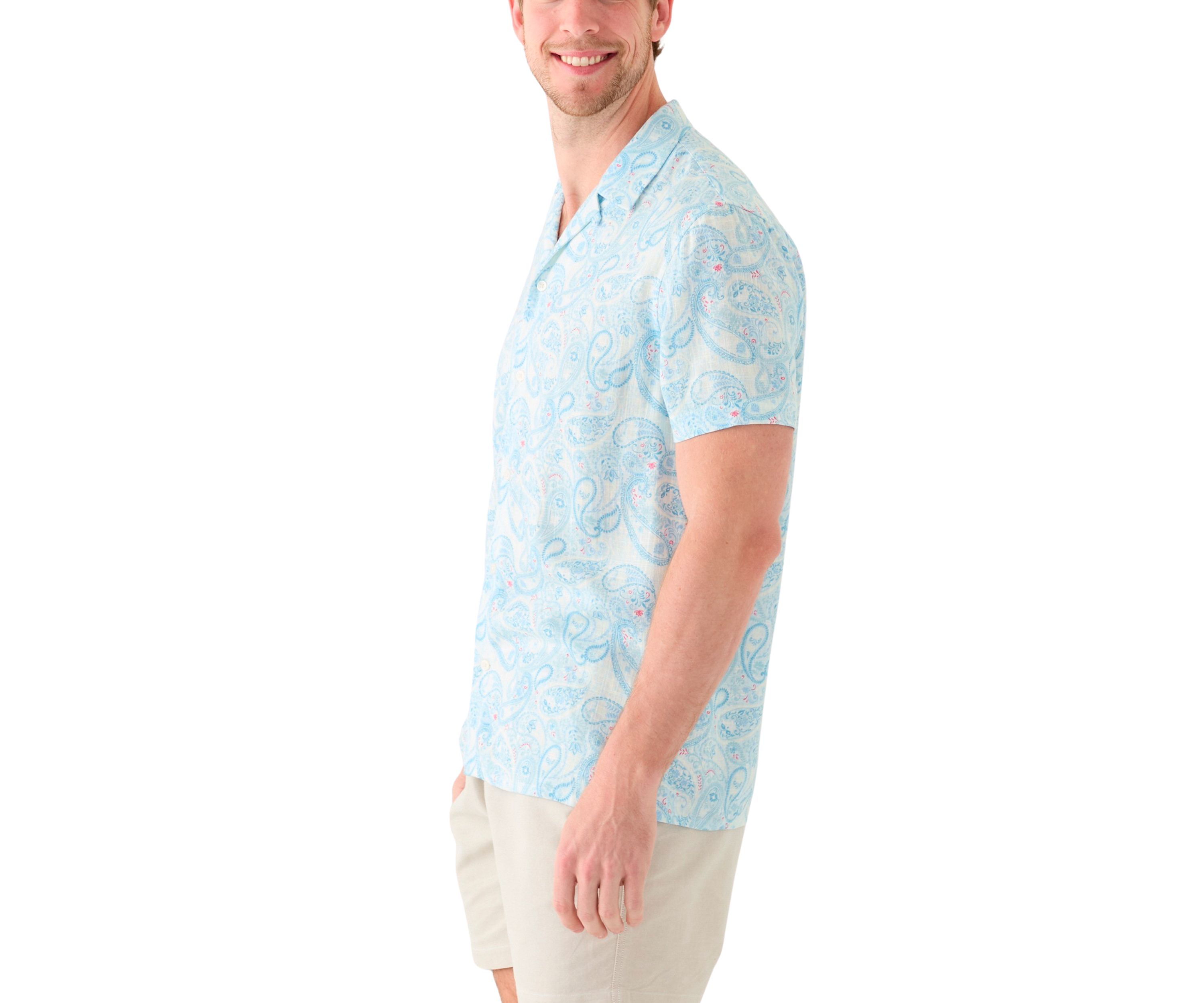 Mens Short Sleeve Printed Camp Shirt