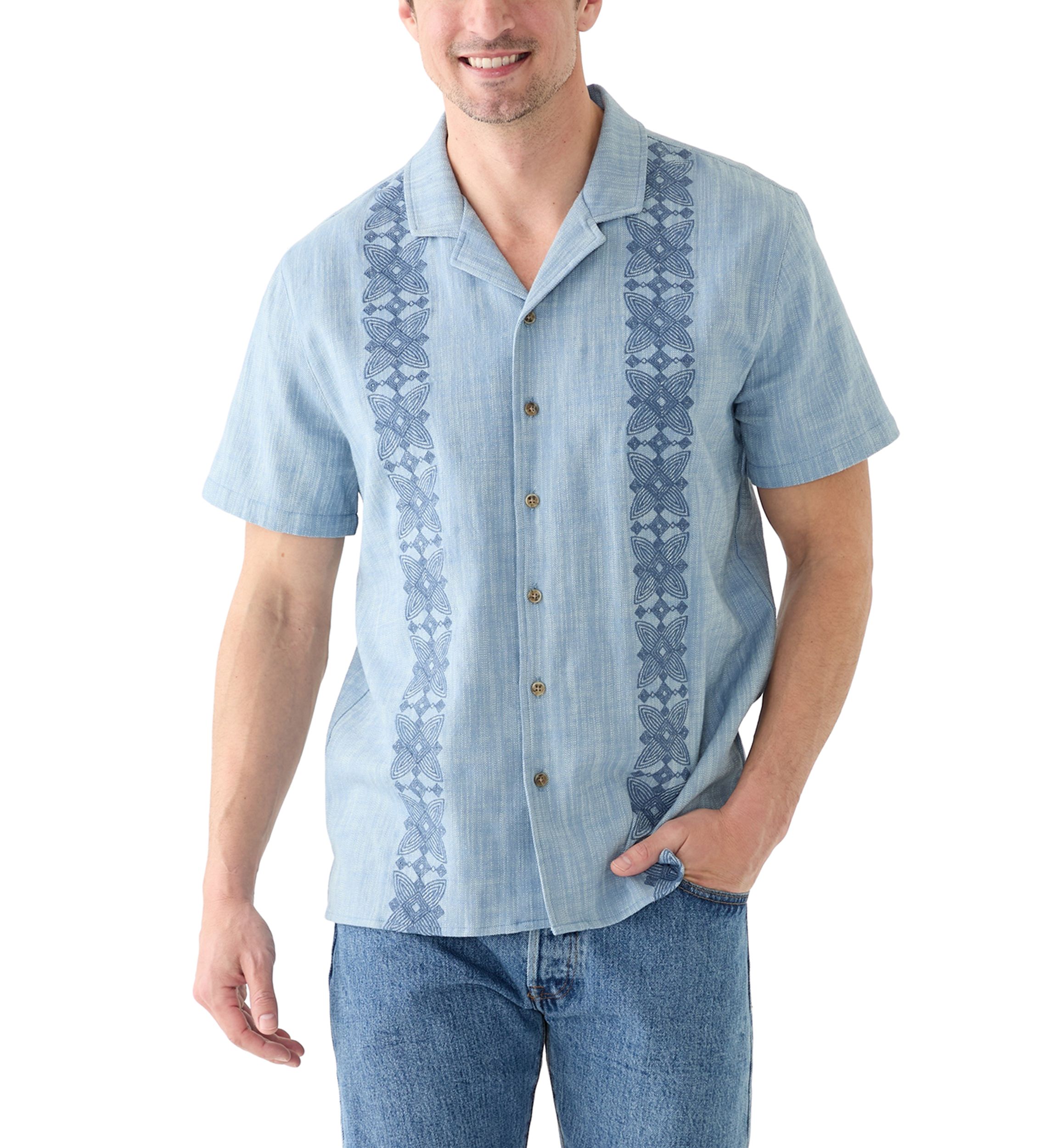 Mens Embroidered Camp Shirt