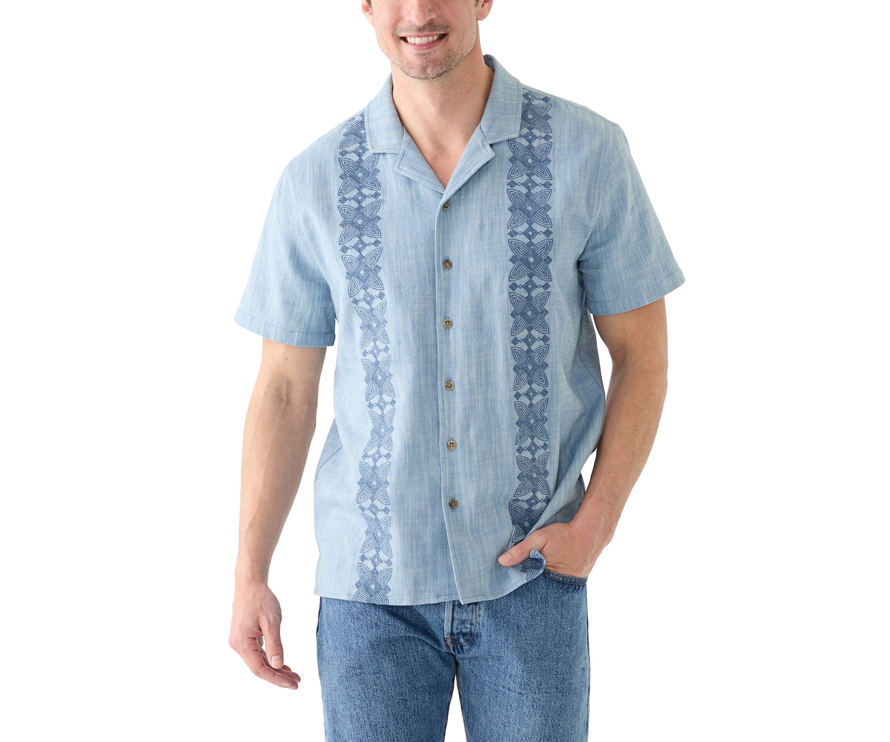 Mens Embroidered Camp Shirt