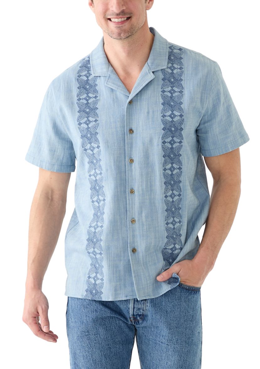 Mens Embroidered Camp Shirt