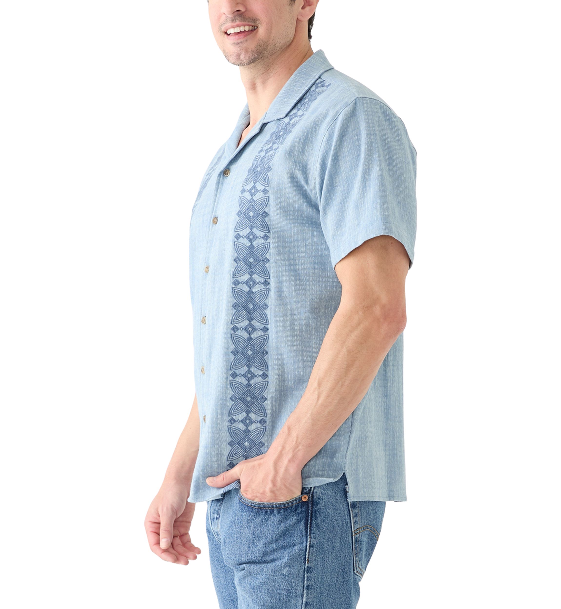 Mens Embroidered Camp Shirt