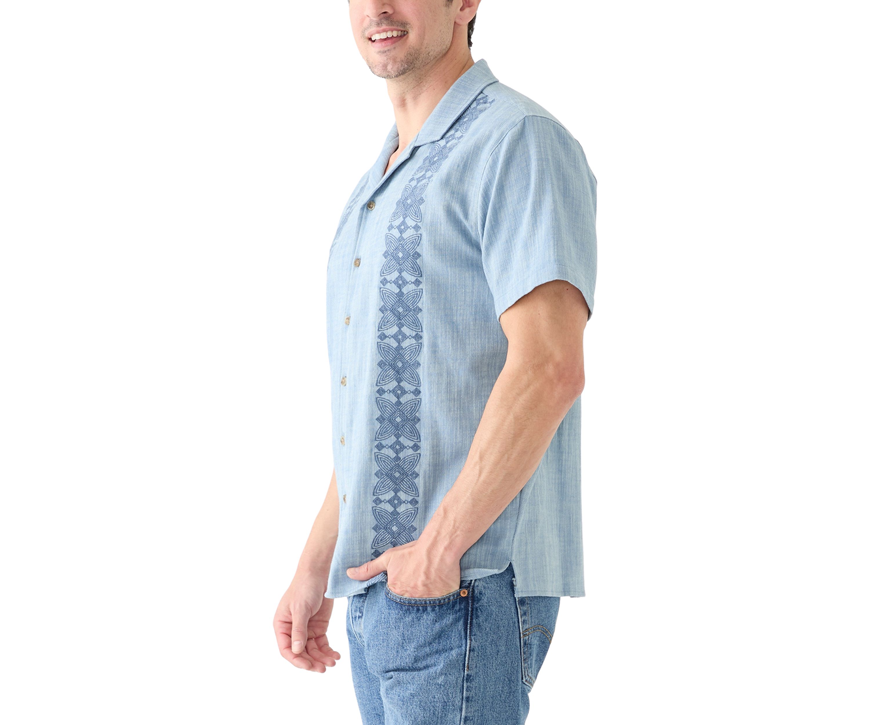 Mens Embroidered Camp Shirt