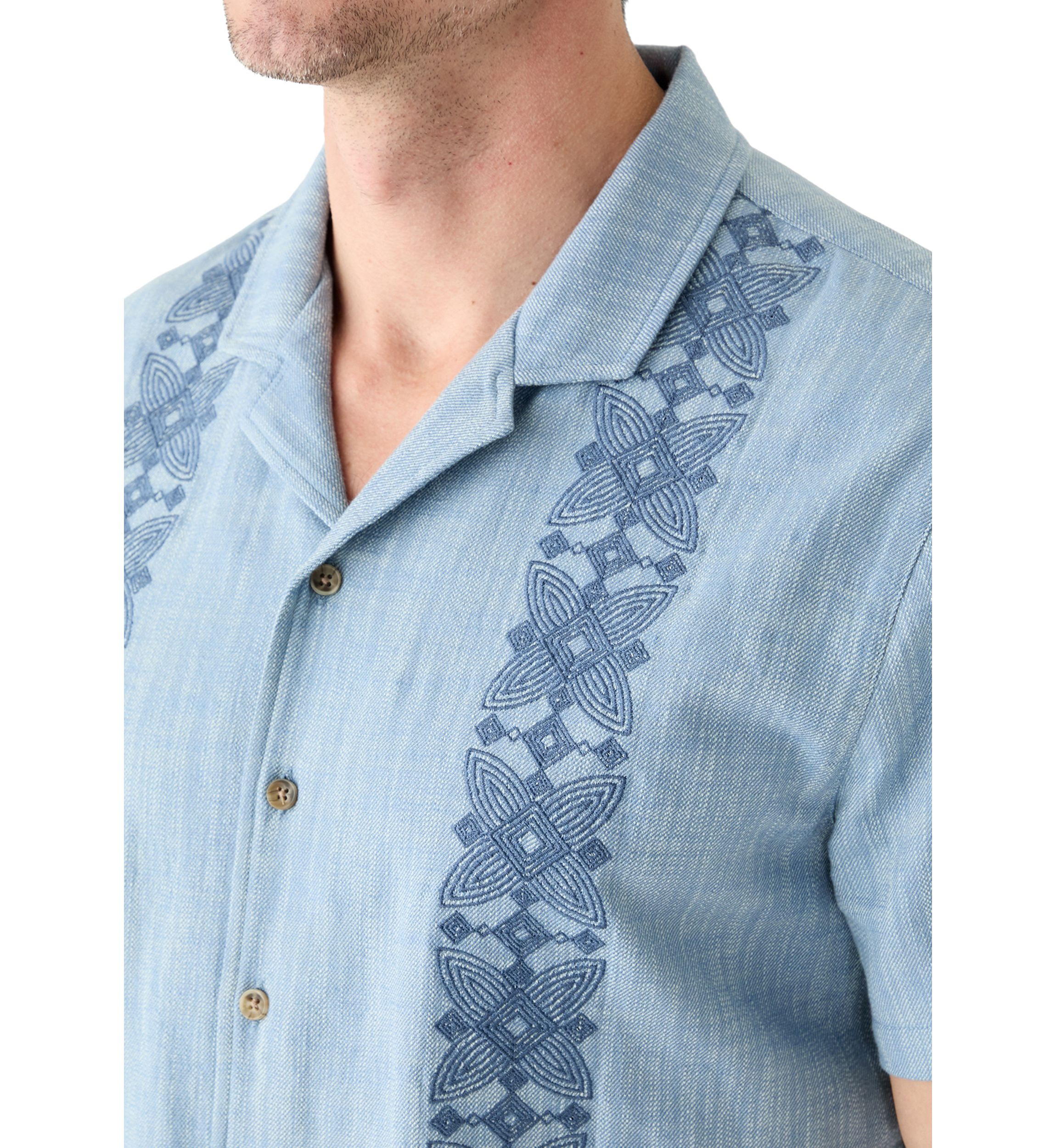 Mens Embroidered Camp Shirt