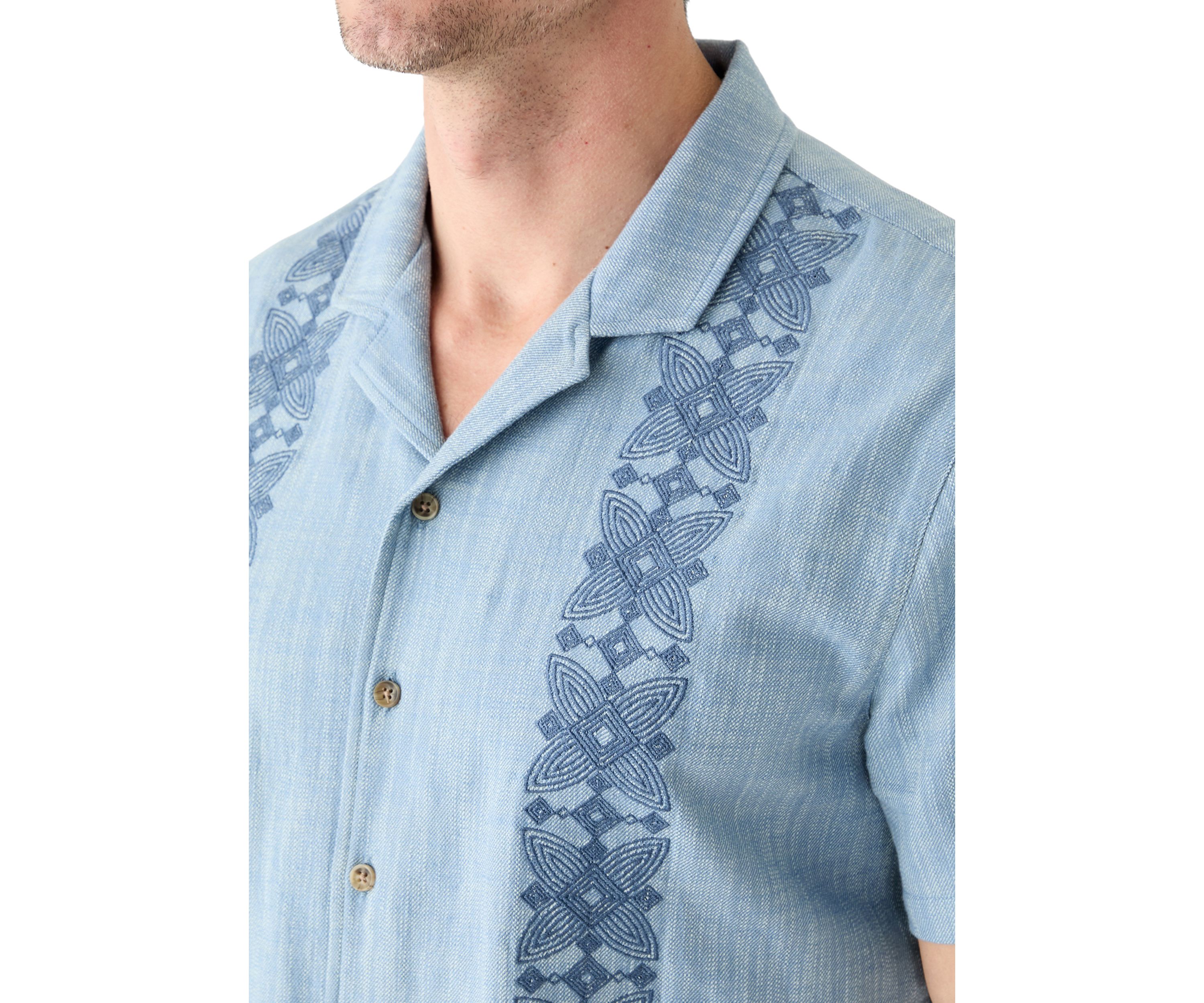 Mens Embroidered Camp Shirt