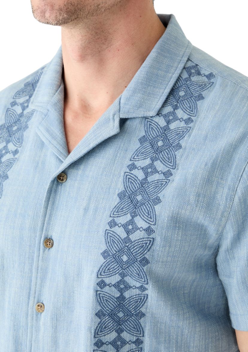 Mens Embroidered Camp Shirt