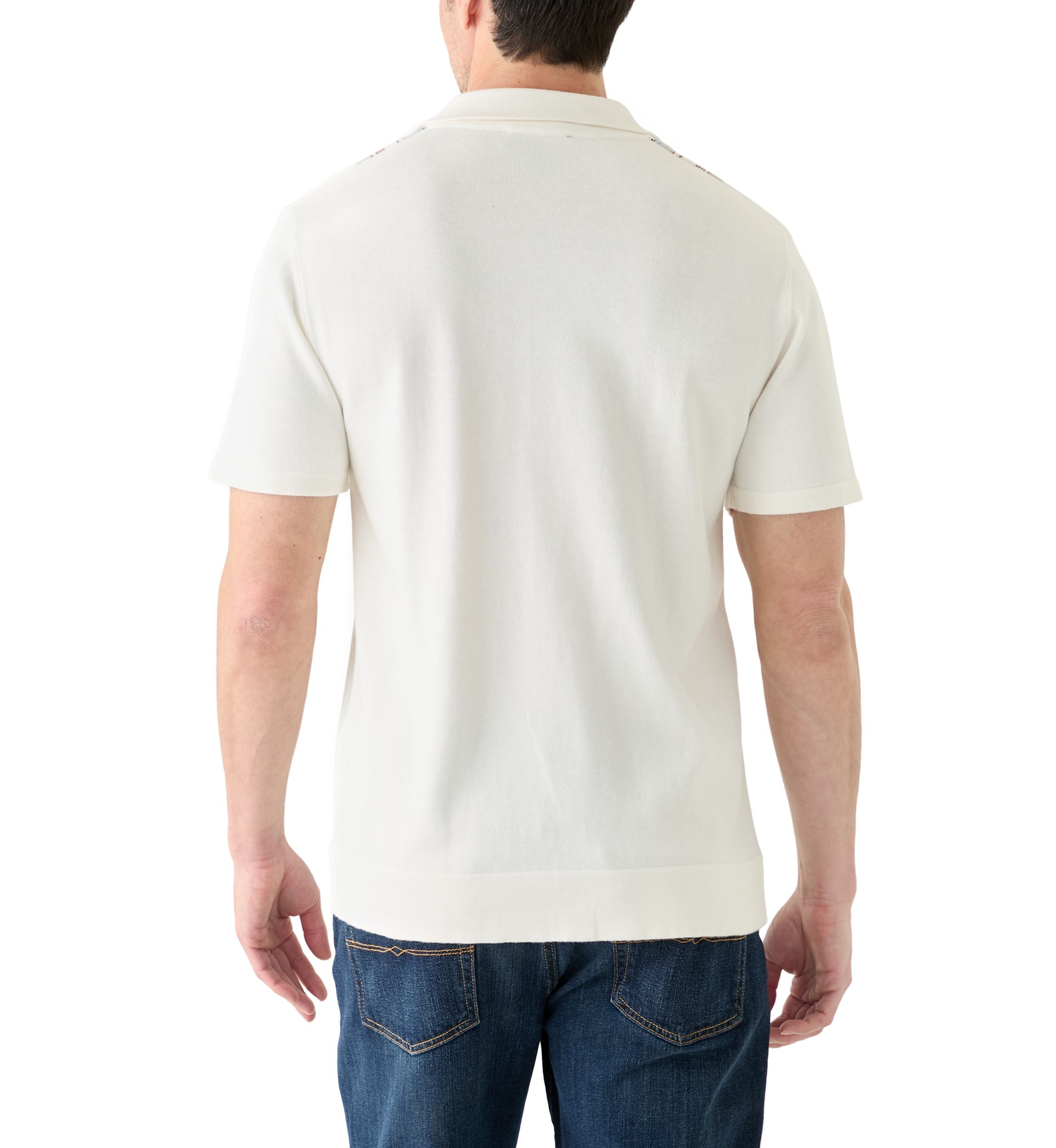 Mens Short Sleeve Multi Stripe Button Front Sweater