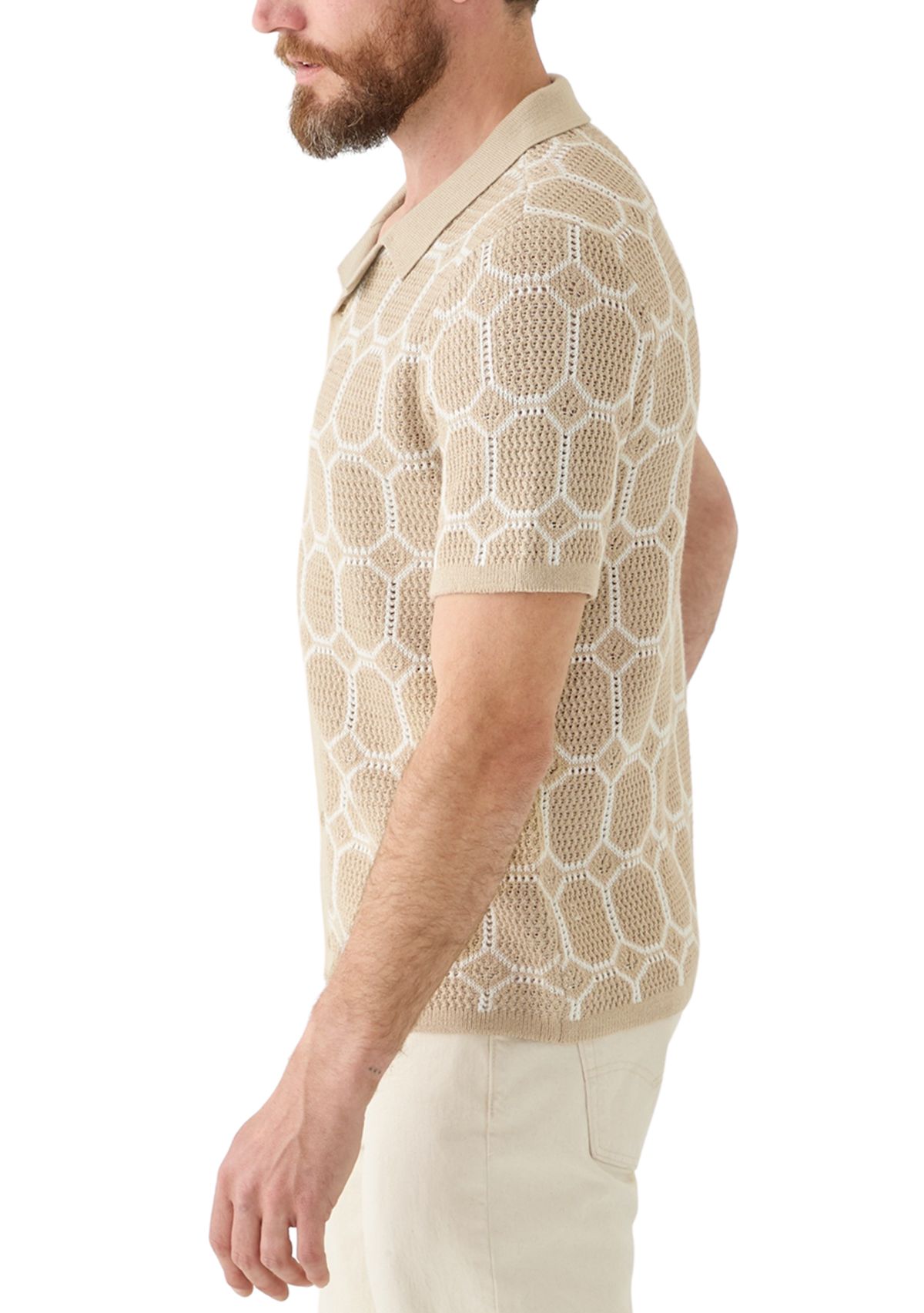 Mens Open Stitch Button Front Sweater Knit Cardigan