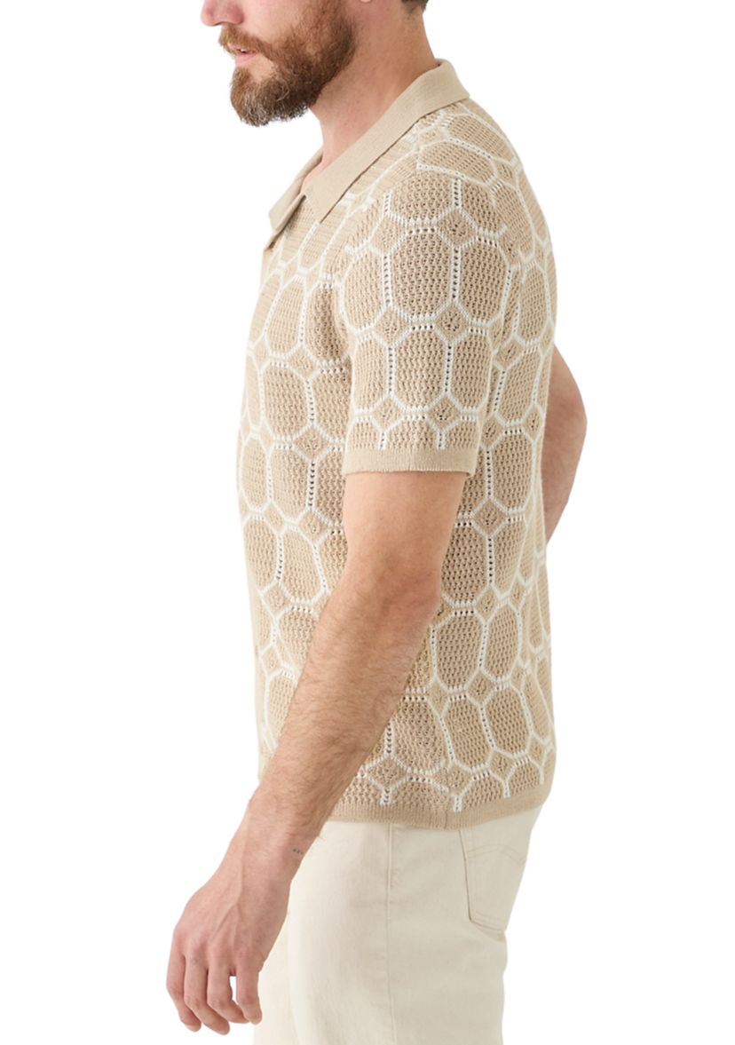 Mens Open Stitch Button Front Sweater Knit Cardigan
