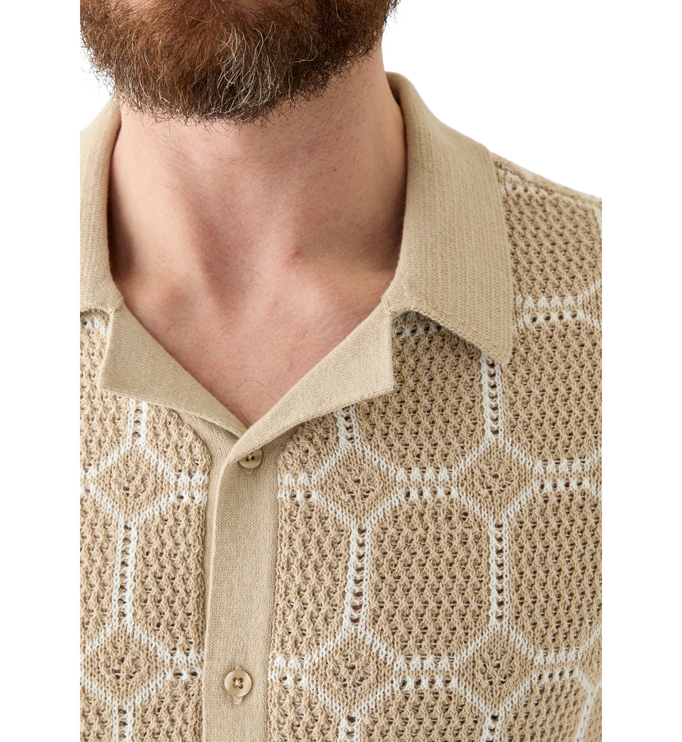 Mens Open Stitch Button Front Sweater Knit Cardigan