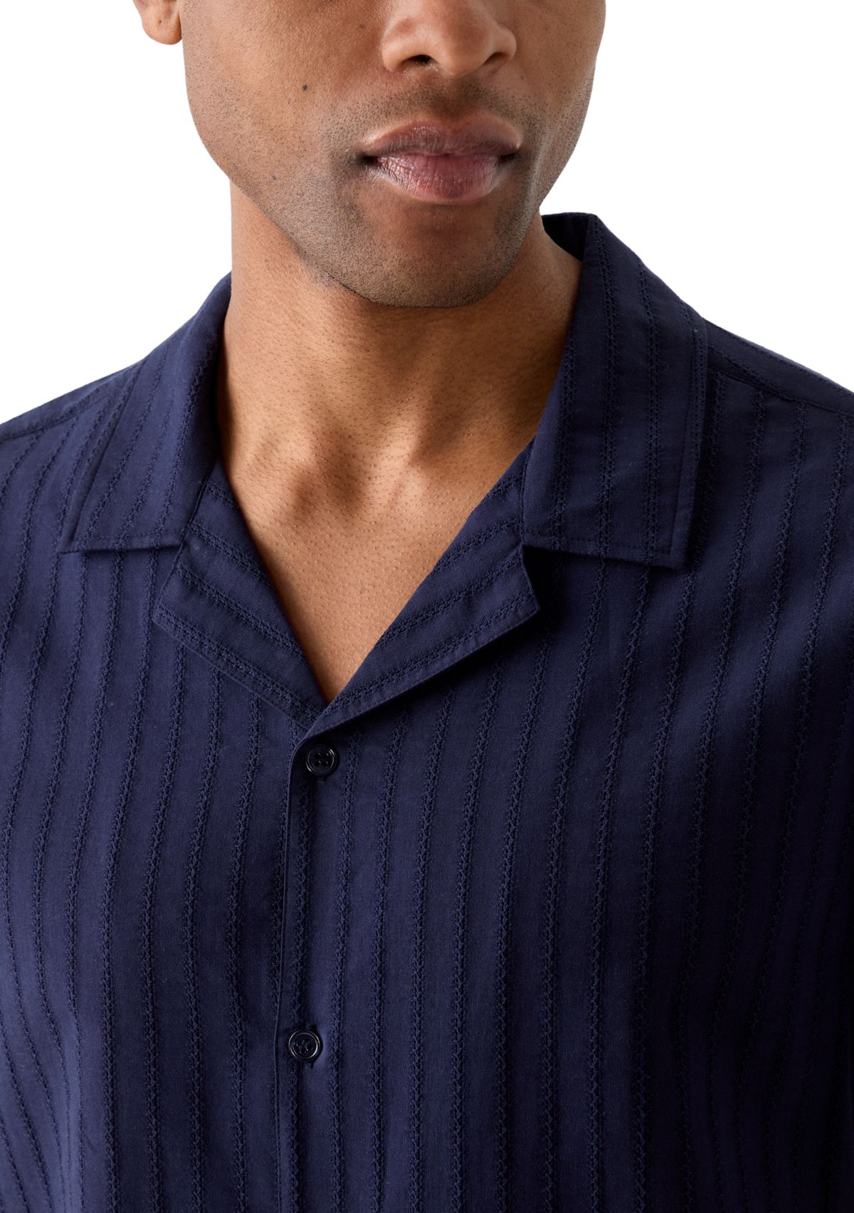 Mens Textured Knit Camp Shirt
