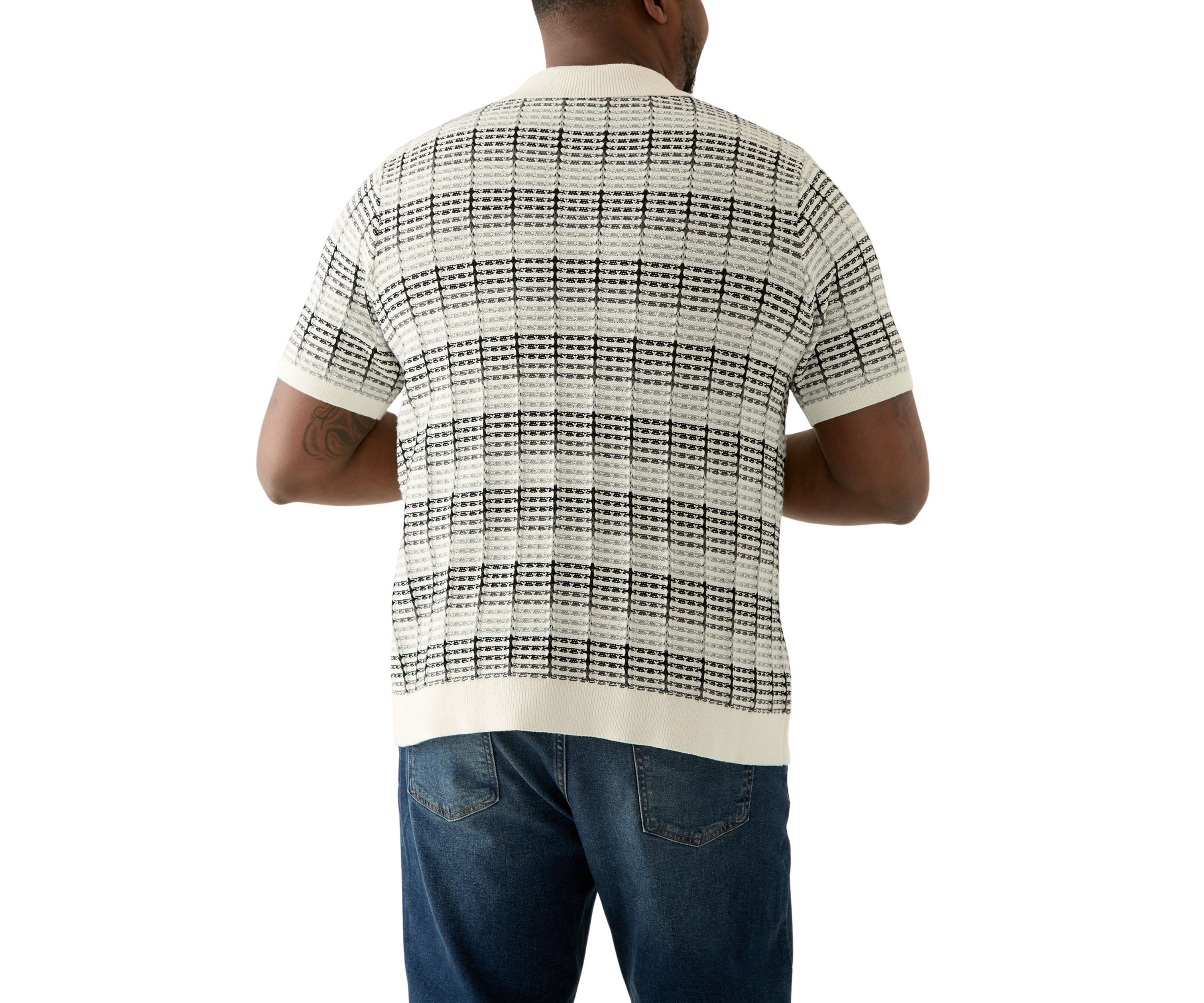 Big & Tall Short Sleeve Crochet Button Down Shirt
