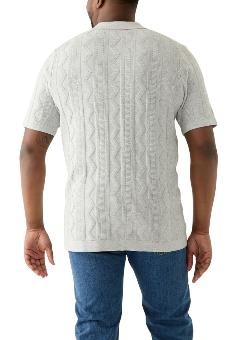 Big & Tall Short Sleeve Button Down Textured Patterned Shirt