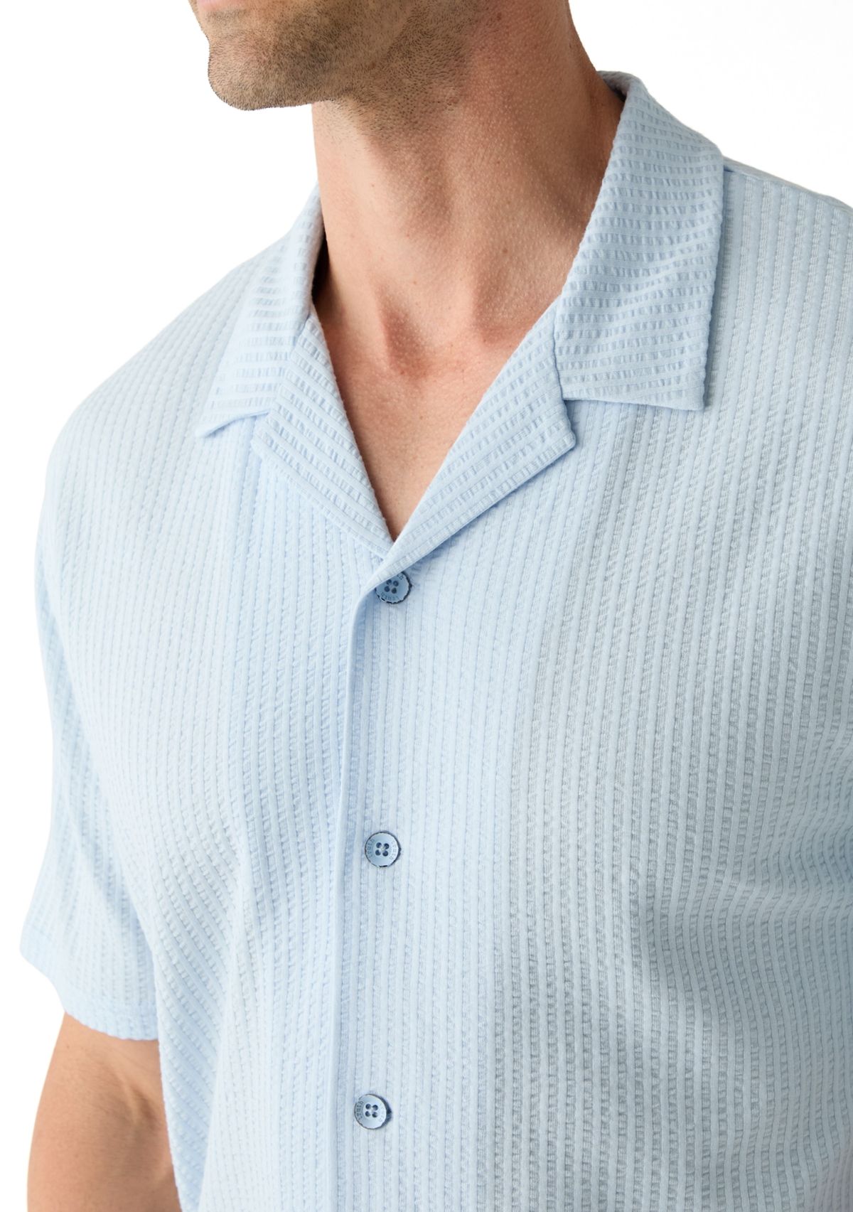 Mens Seersucker Button Down Shirt
