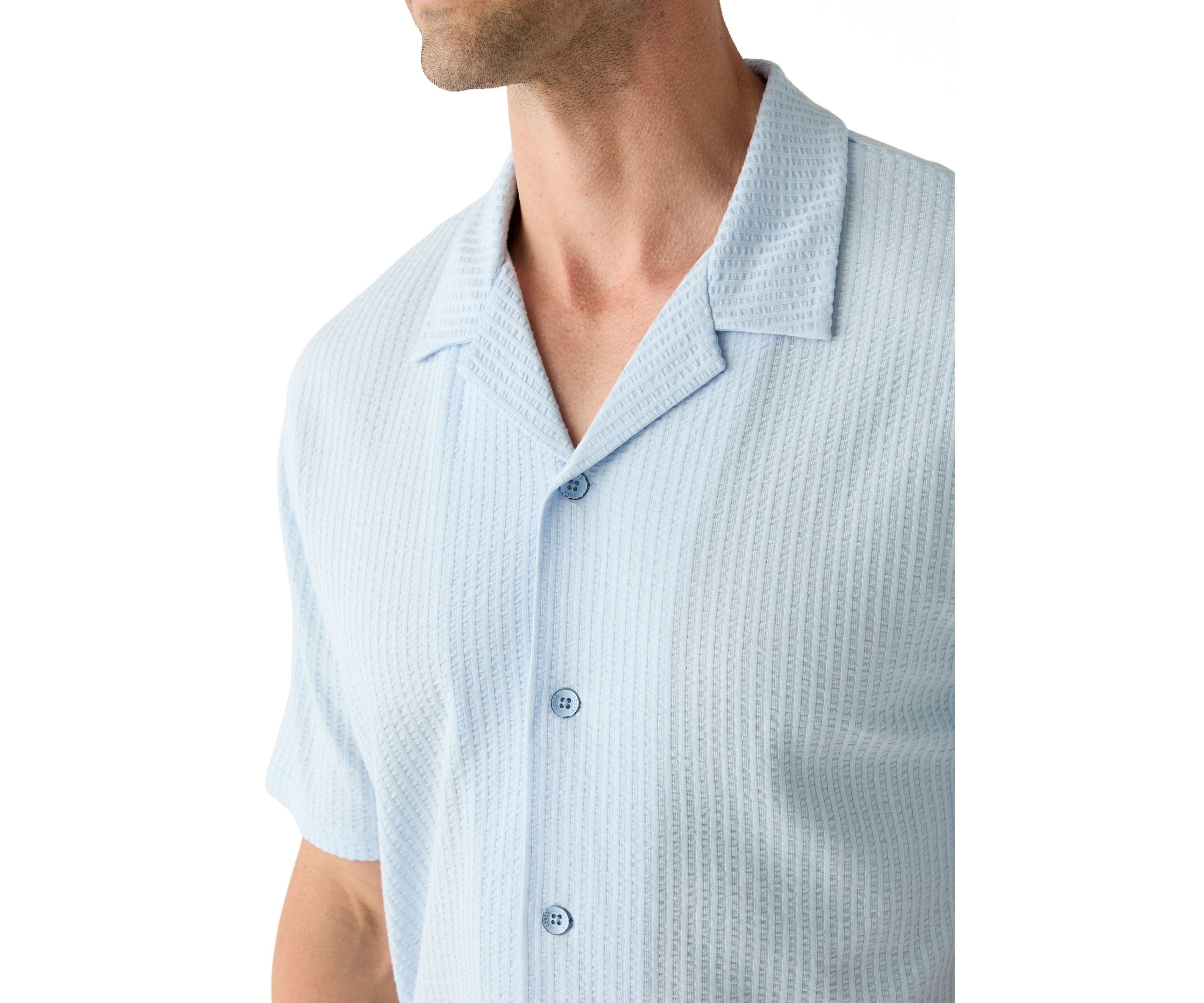 Mens Seersucker Button Down Shirt
