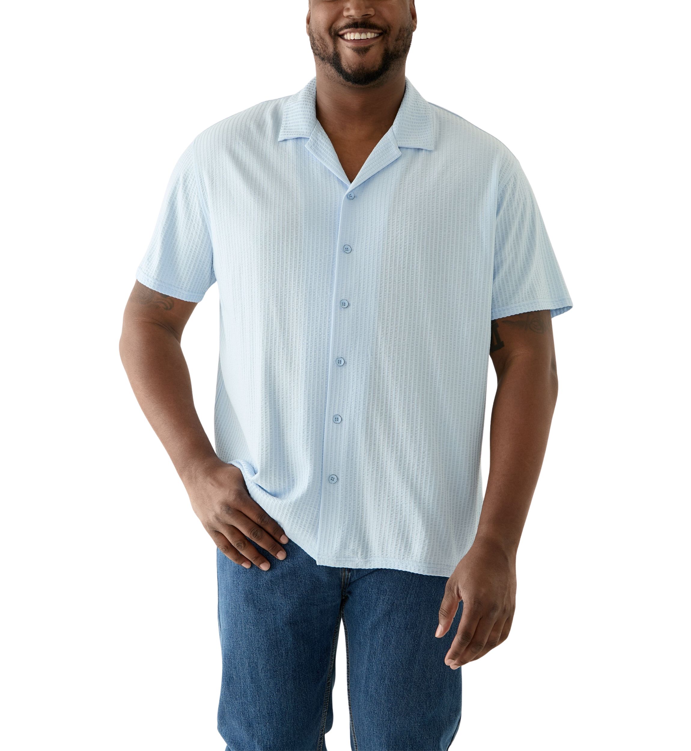 Big & Tall Short Sleeve Button Down Textured Shirt