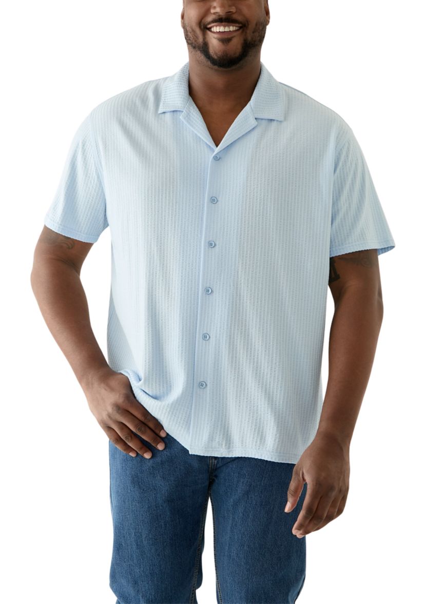 Big & Tall Short Sleeve Button Down Textured Shirt