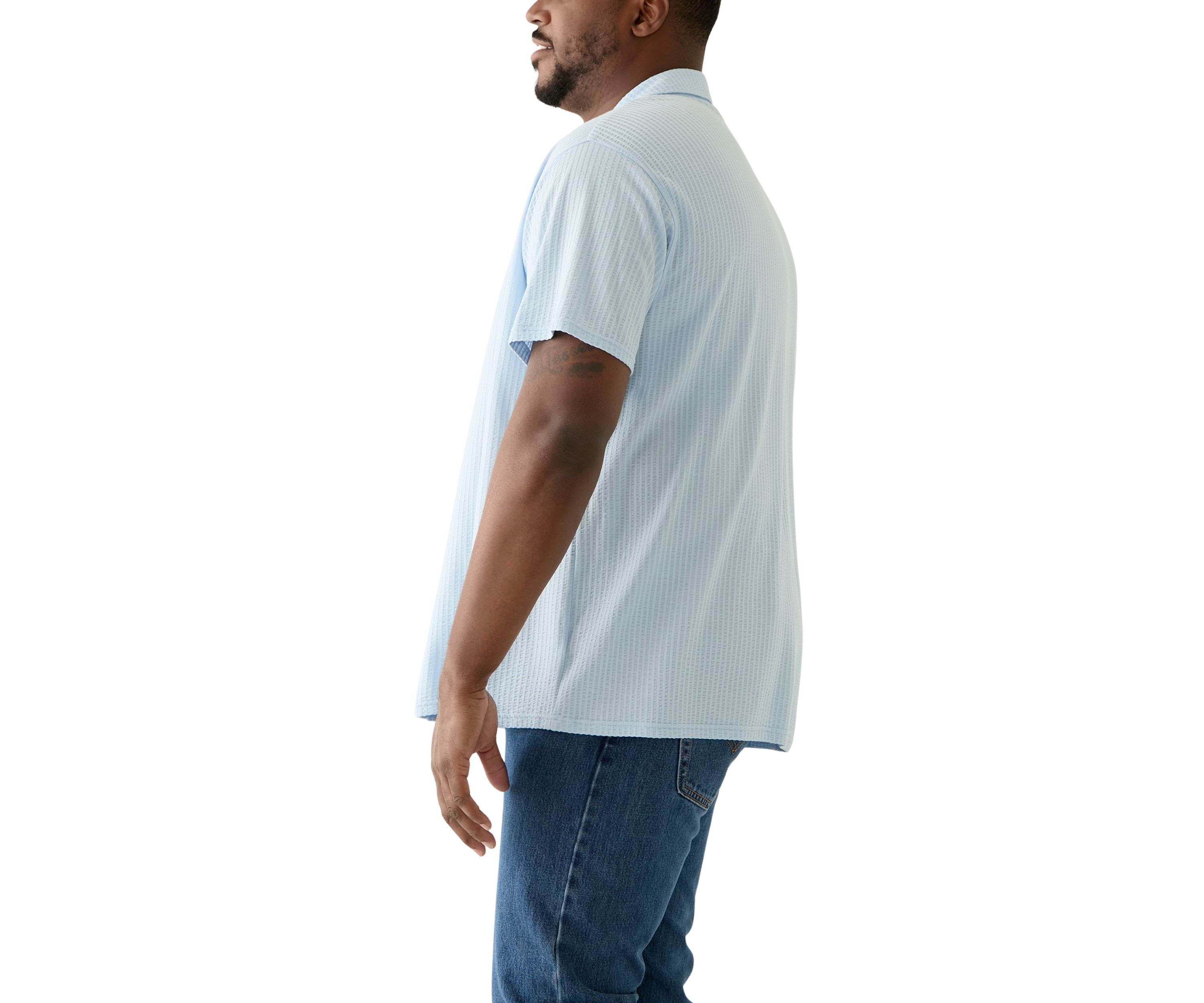 Big & Tall Short Sleeve Button Down Textured Shirt