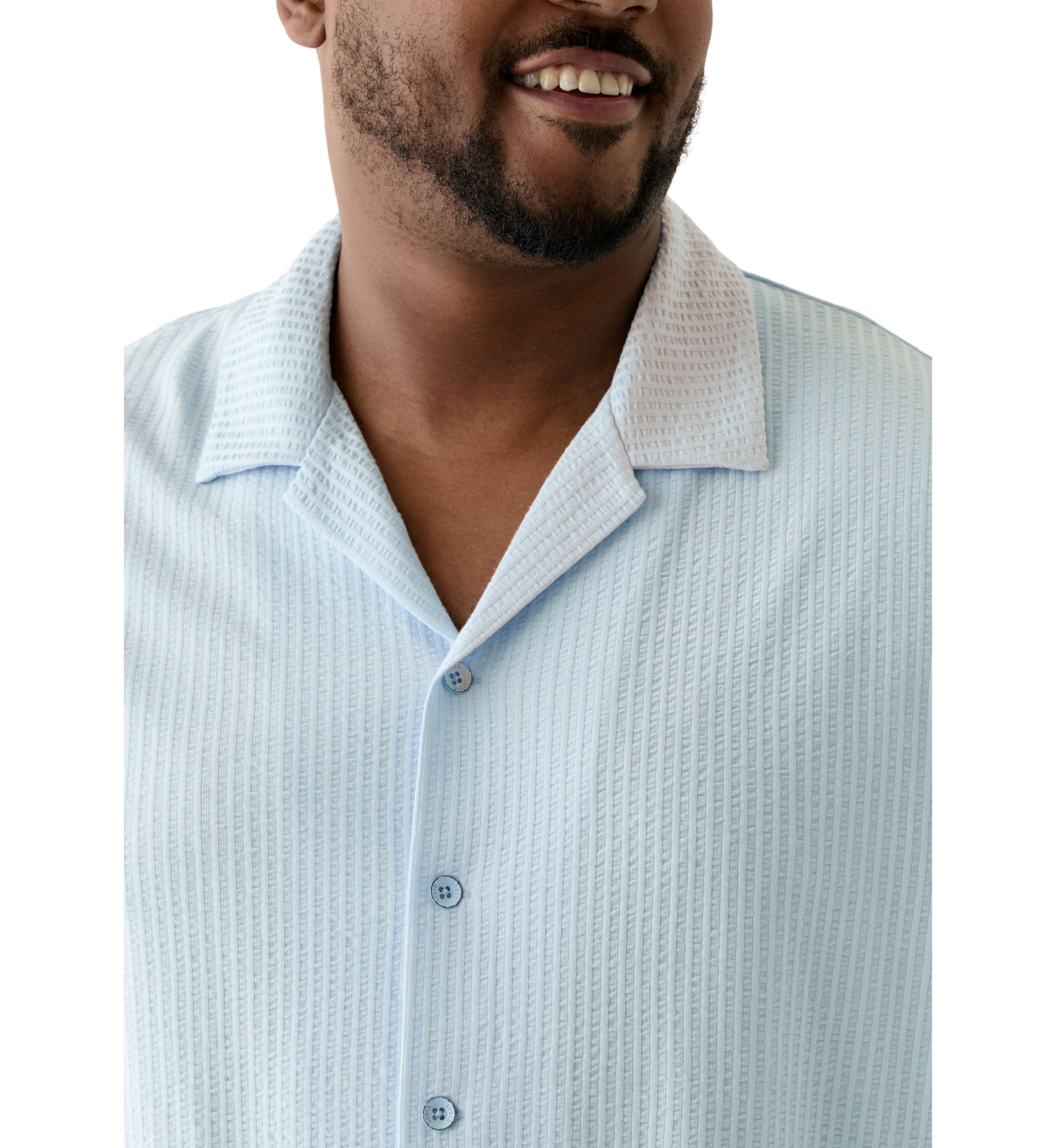 Big & Tall Short Sleeve Button Down Textured Shirt