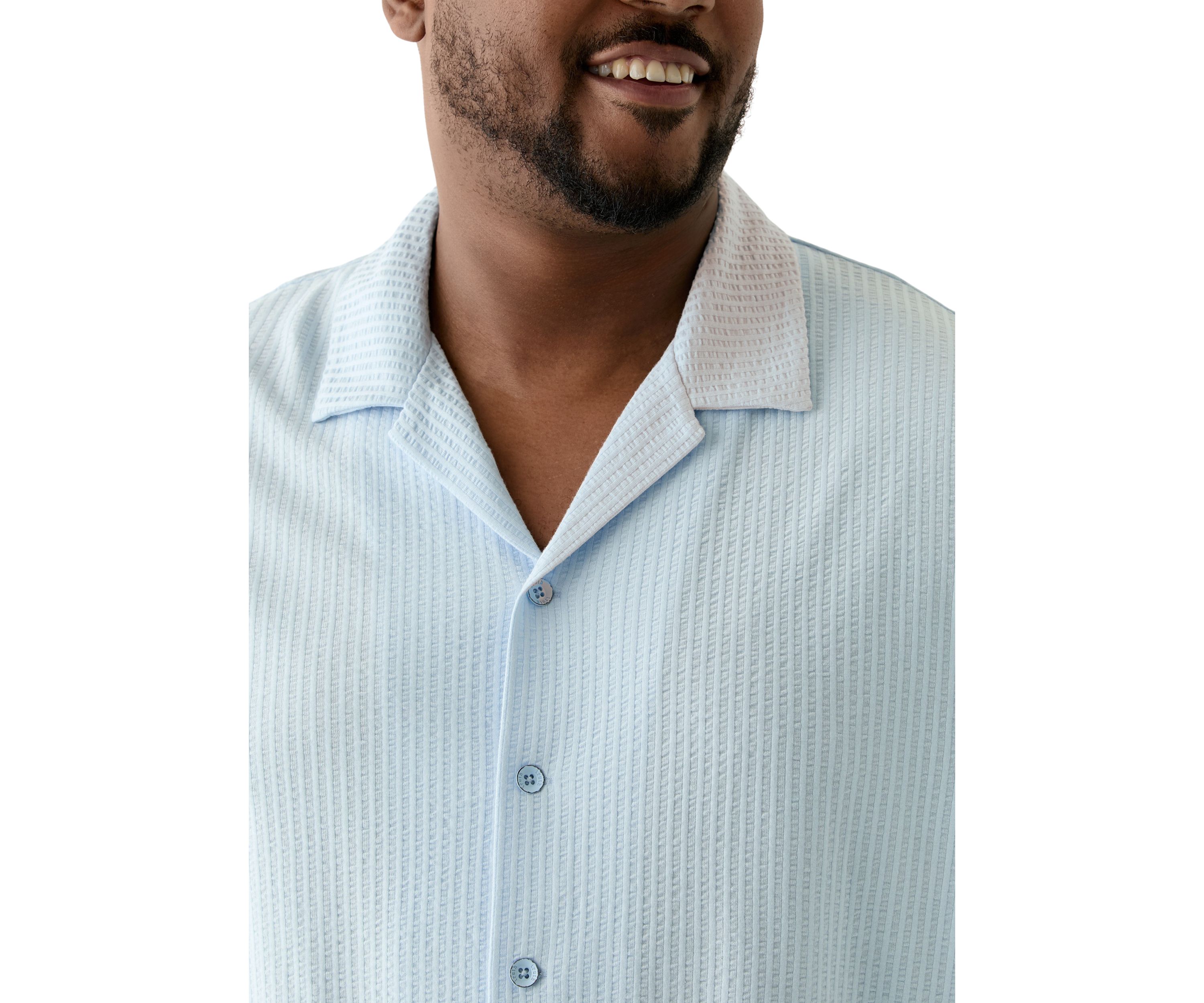 Big & Tall Short Sleeve Button Down Textured Shirt