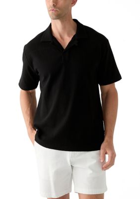 TRUTH by Republic Men's Seersucker Knit Polo Shirt, Black, 2XL