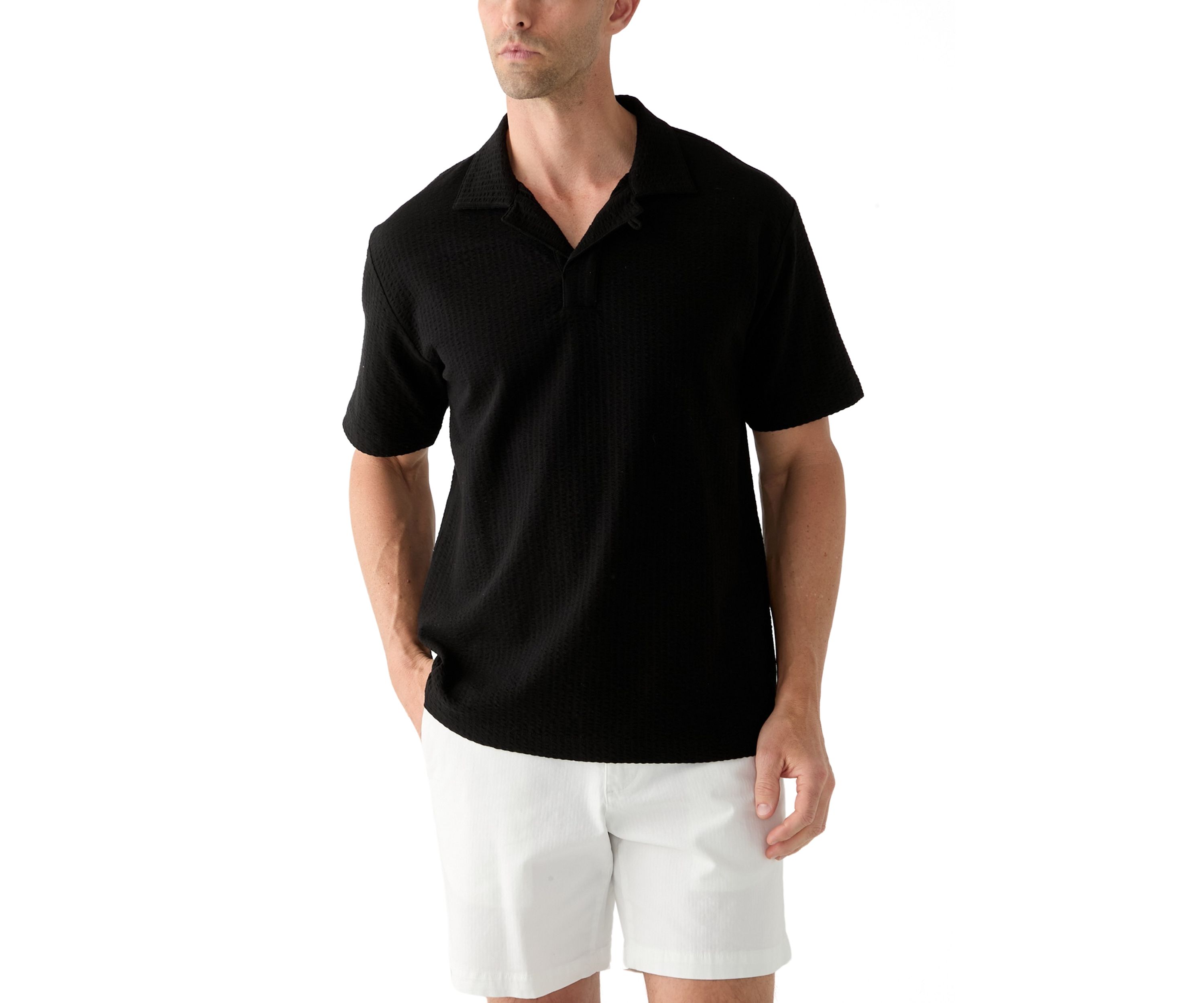 Mens Seersucker Knit Polo Shirt