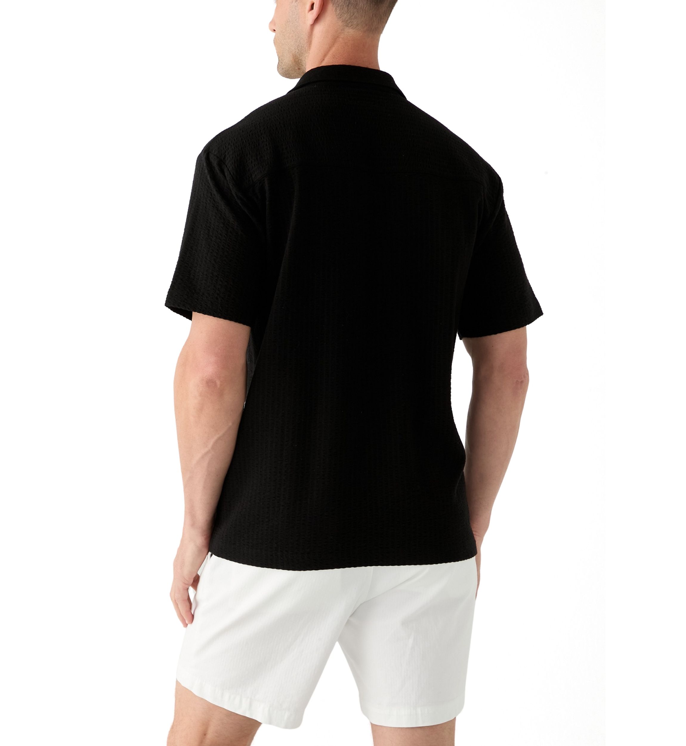 Mens Seersucker Knit Polo Shirt