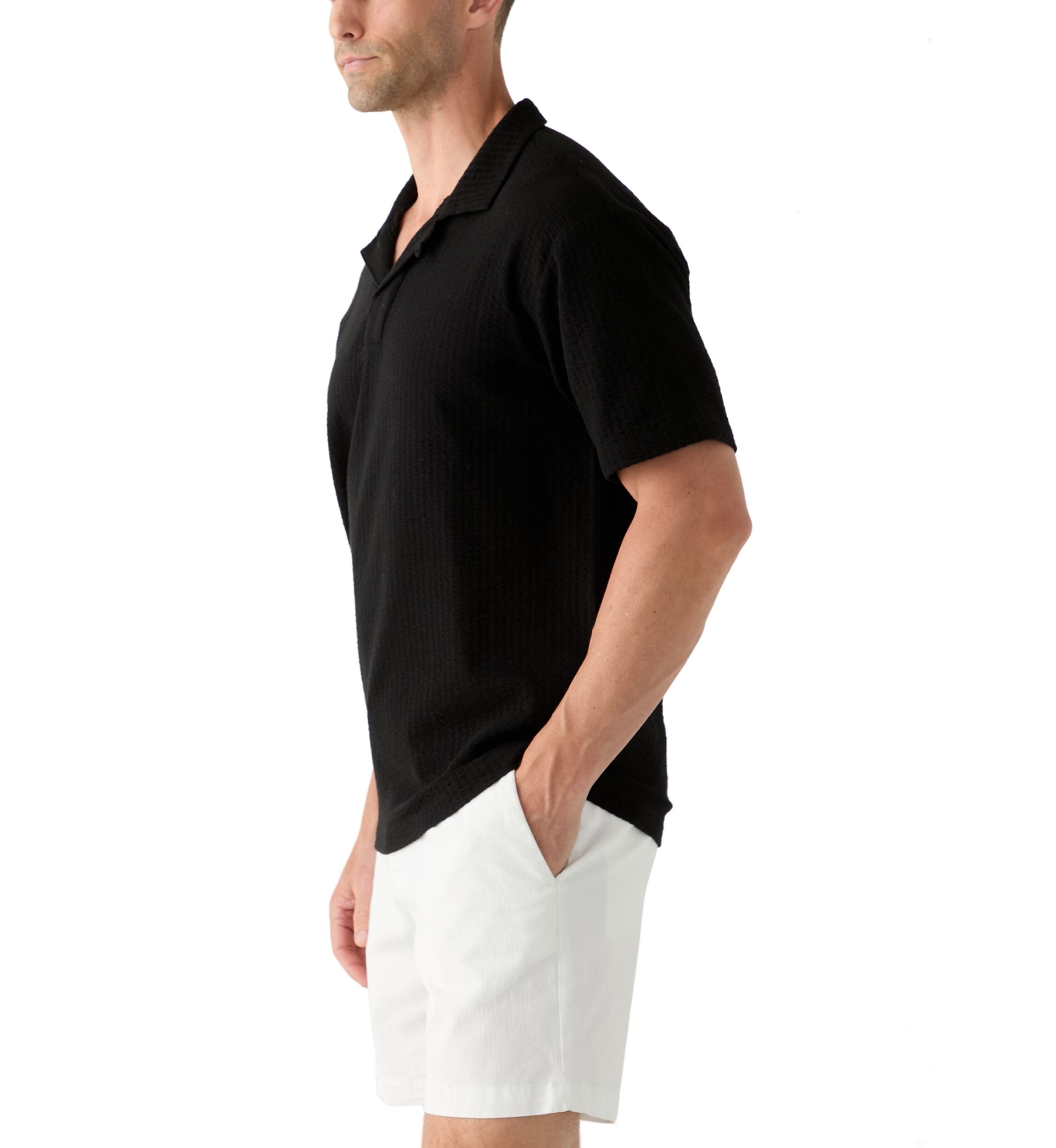 Mens Seersucker Knit Polo Shirt