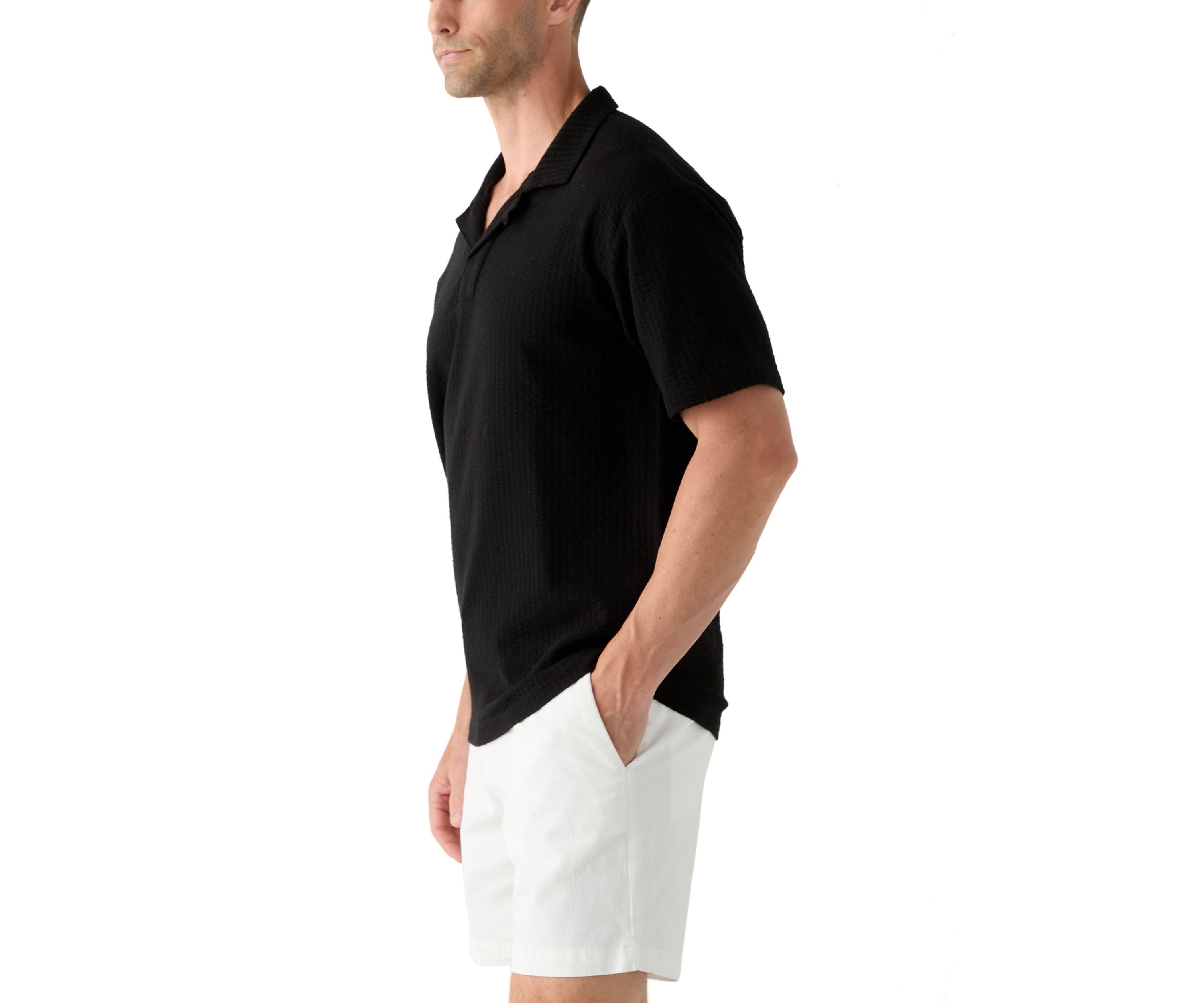 Mens Seersucker Knit Polo Shirt