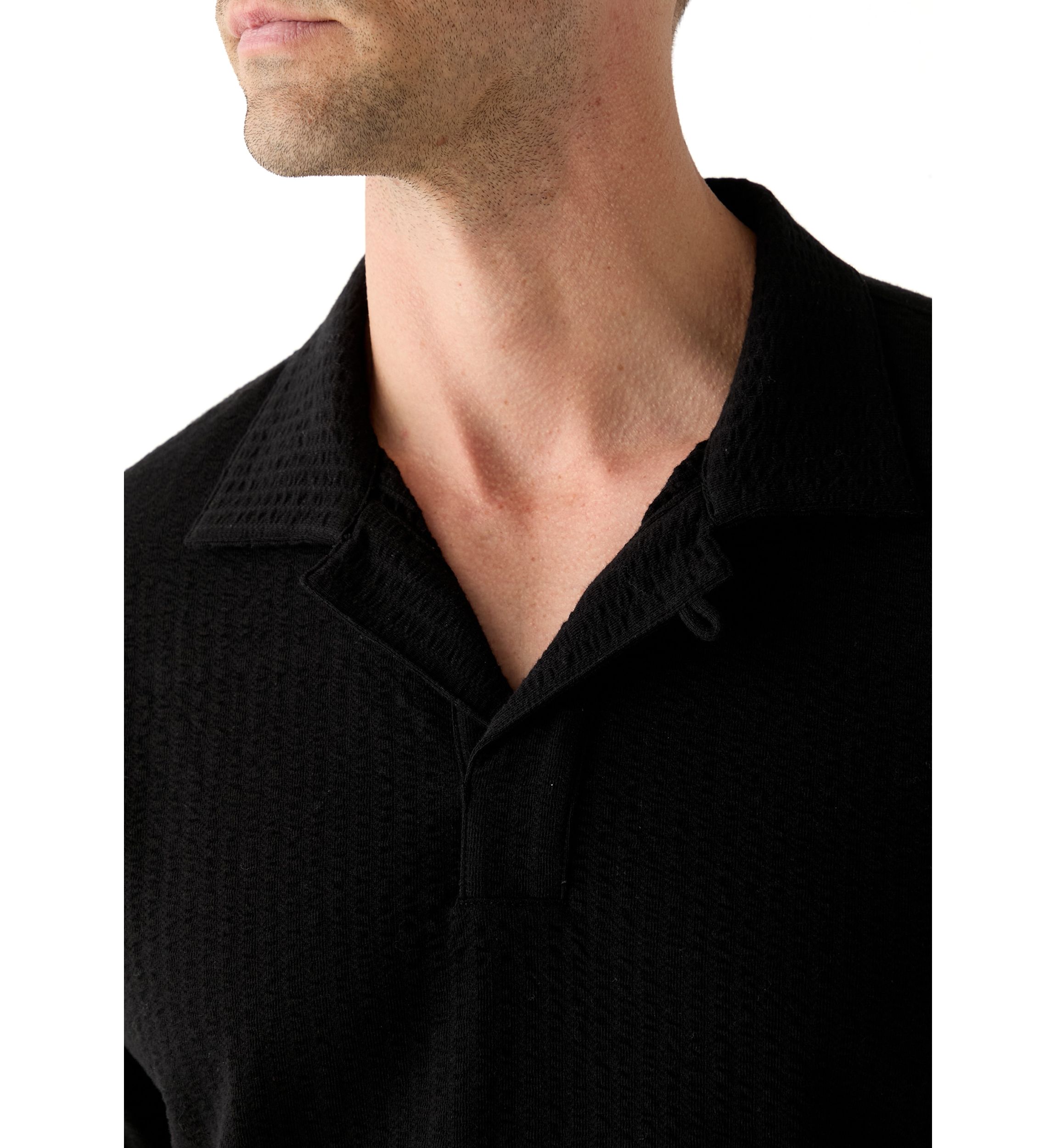 Mens Seersucker Knit Polo Shirt