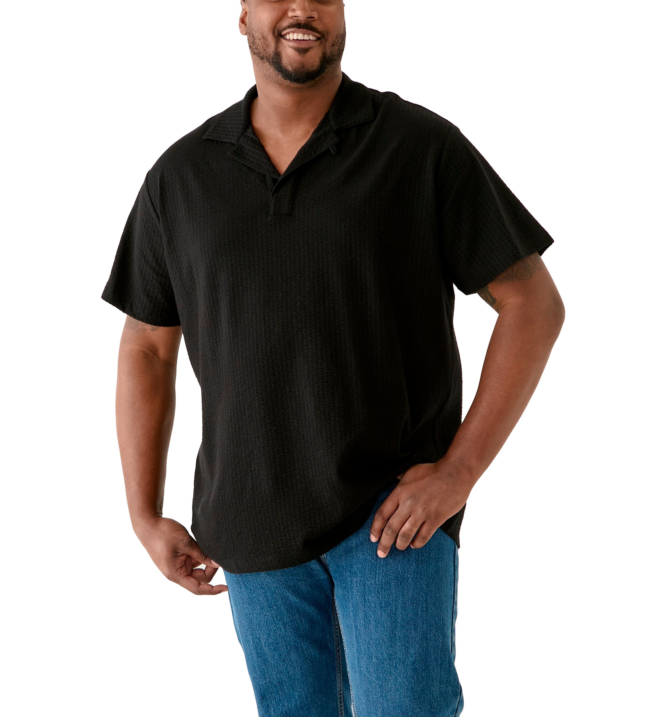 Big & Tall Short Sleeve Johnny Collar Polo Shirt