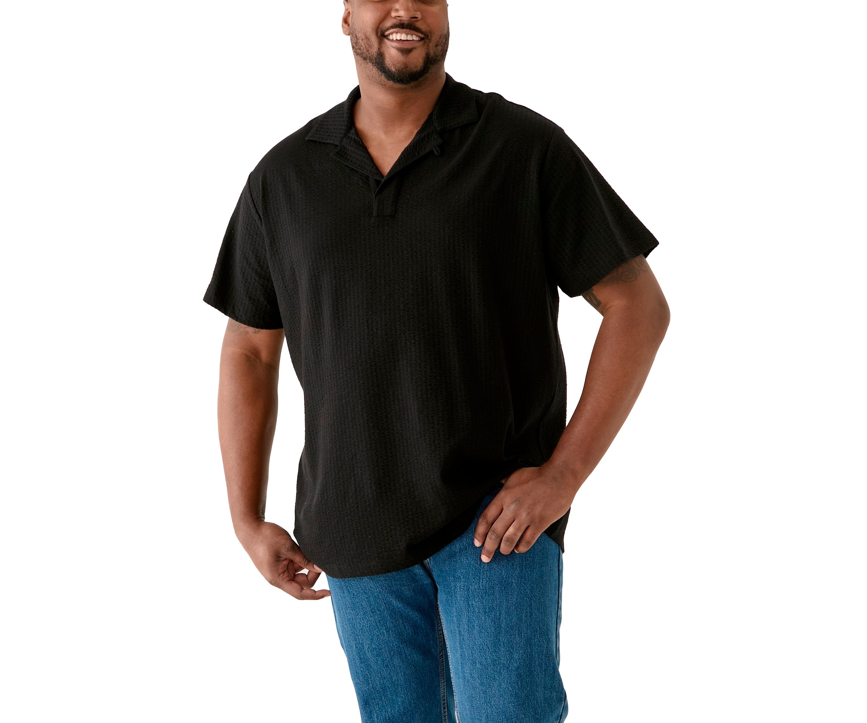 Big & Tall Short Sleeve Johnny Collar Polo Shirt