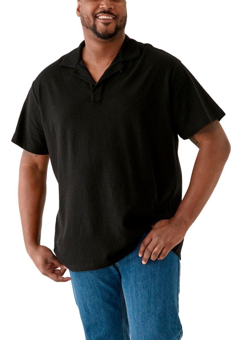 Big & Tall Short Sleeve Johnny Collar Polo Shirt