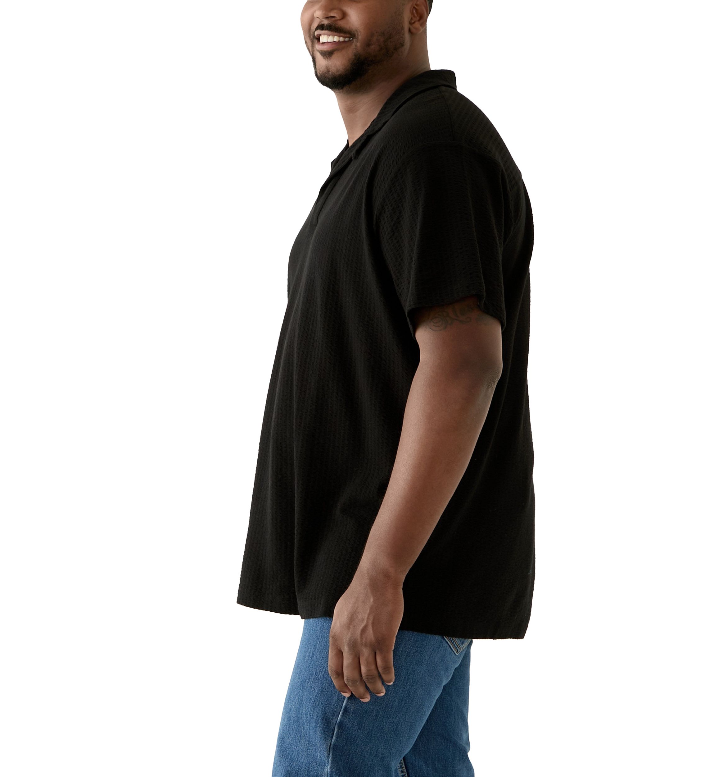 Big & Tall Short Sleeve Johnny Collar Polo Shirt