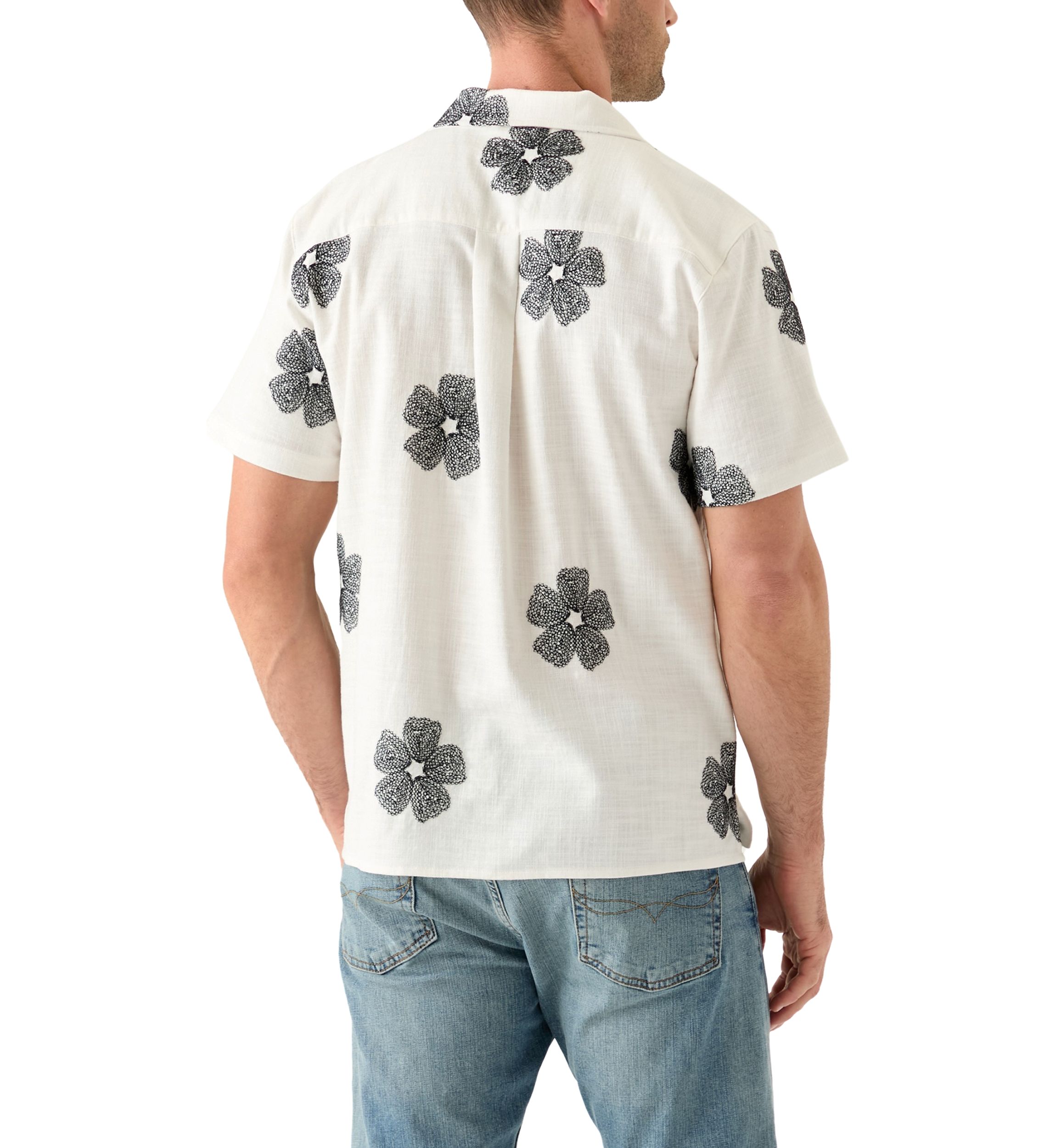 Mens Embroidered Camp Shirt