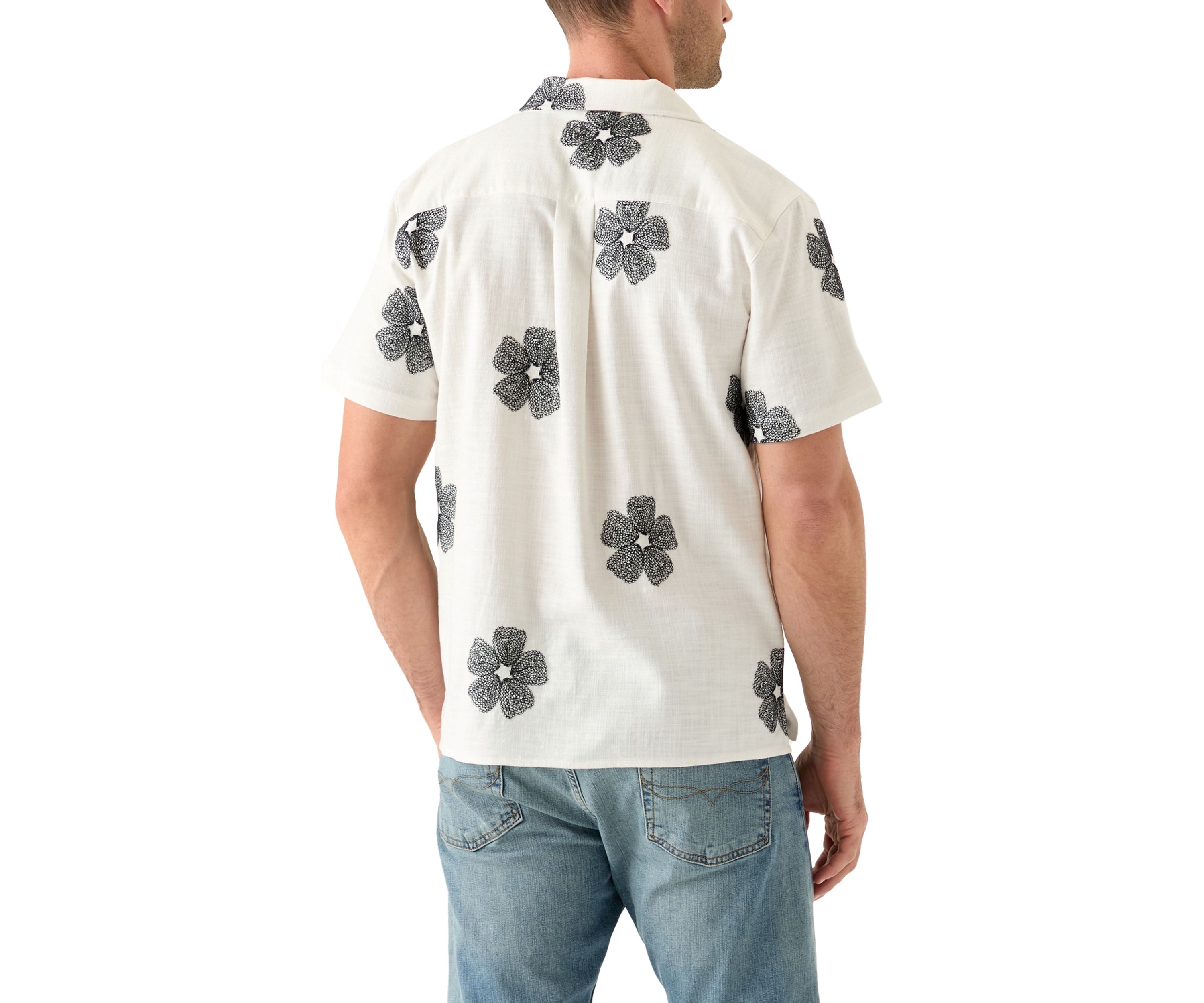 Mens Embroidered Camp Shirt