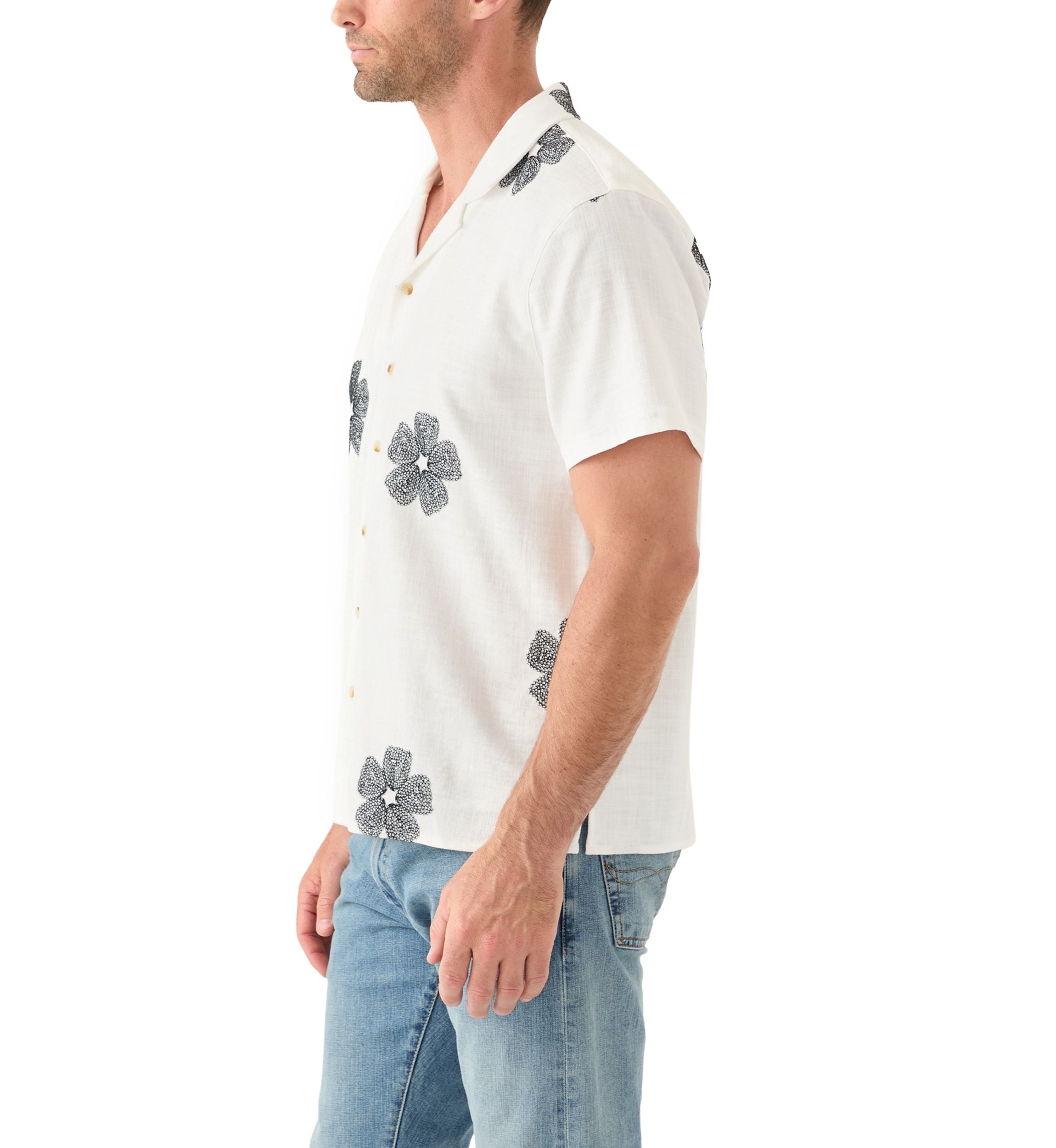 Mens Embroidered Camp Shirt