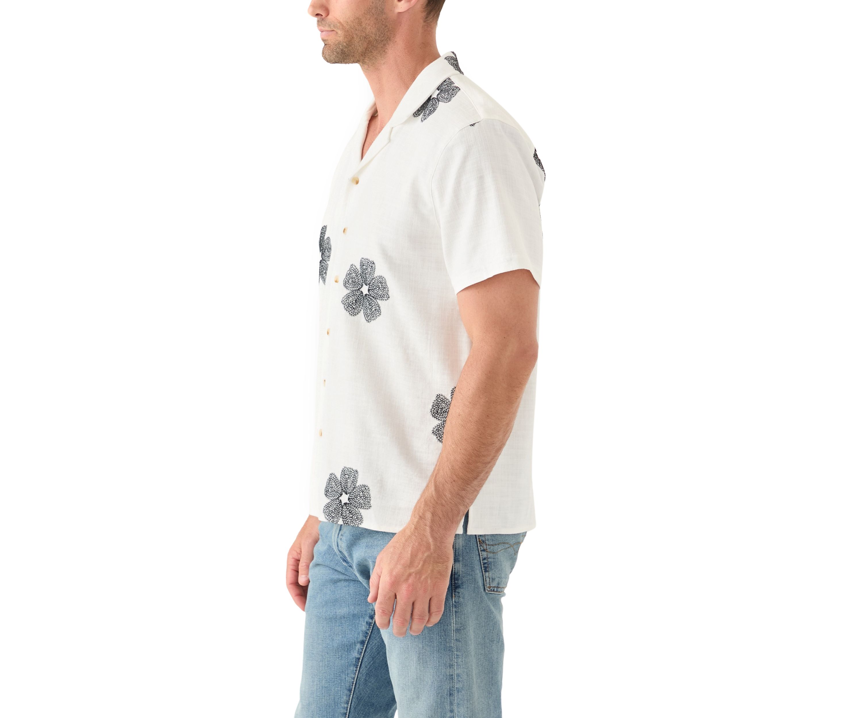 Mens Embroidered Camp Shirt