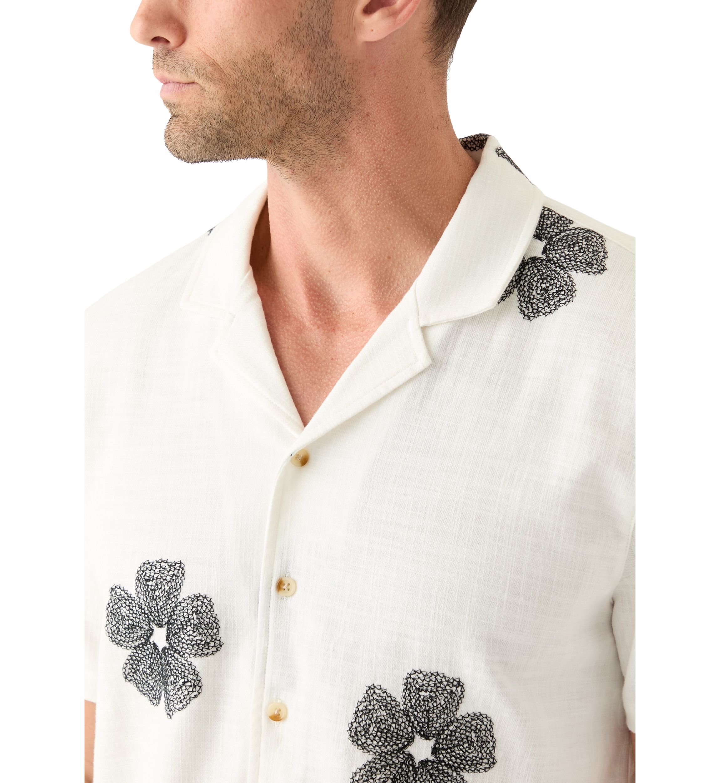 Mens Embroidered Camp Shirt