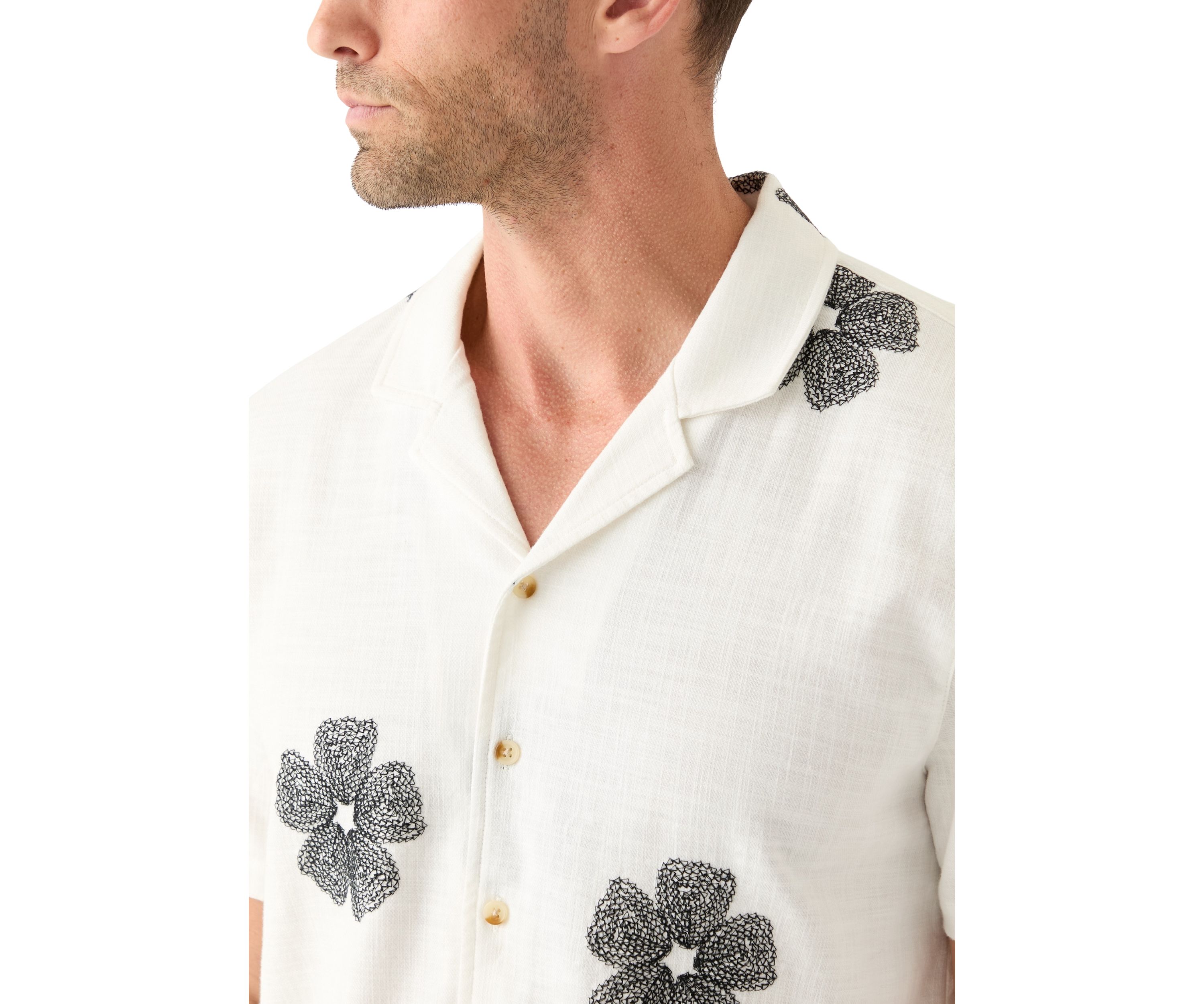 Mens Embroidered Camp Shirt