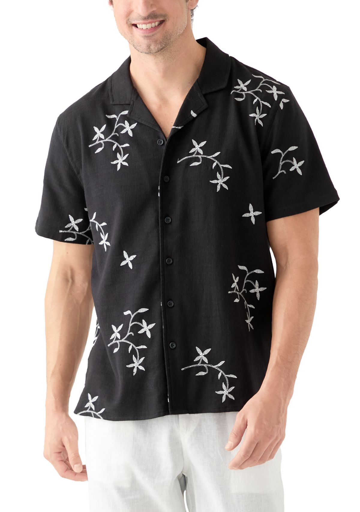 Mens Embroidered Camp Shirt