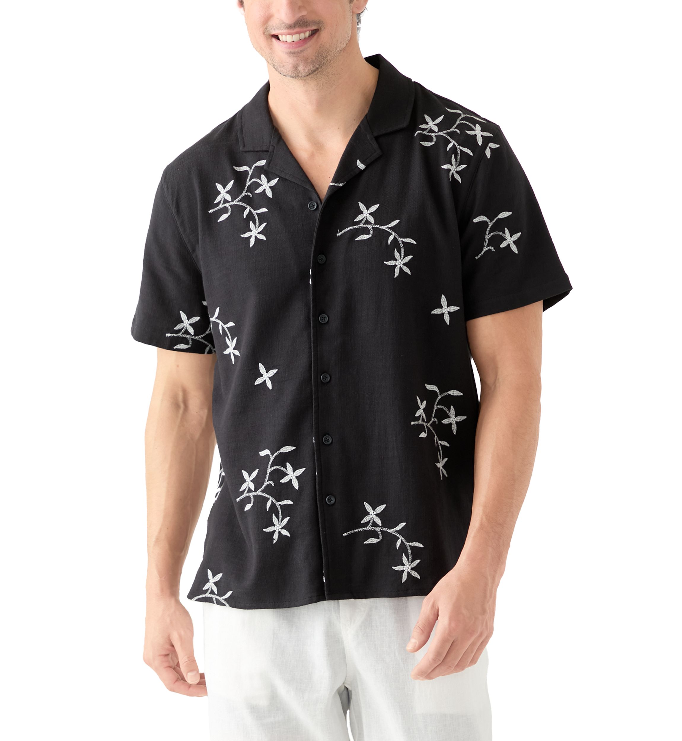 Mens Embroidered Camp Shirt