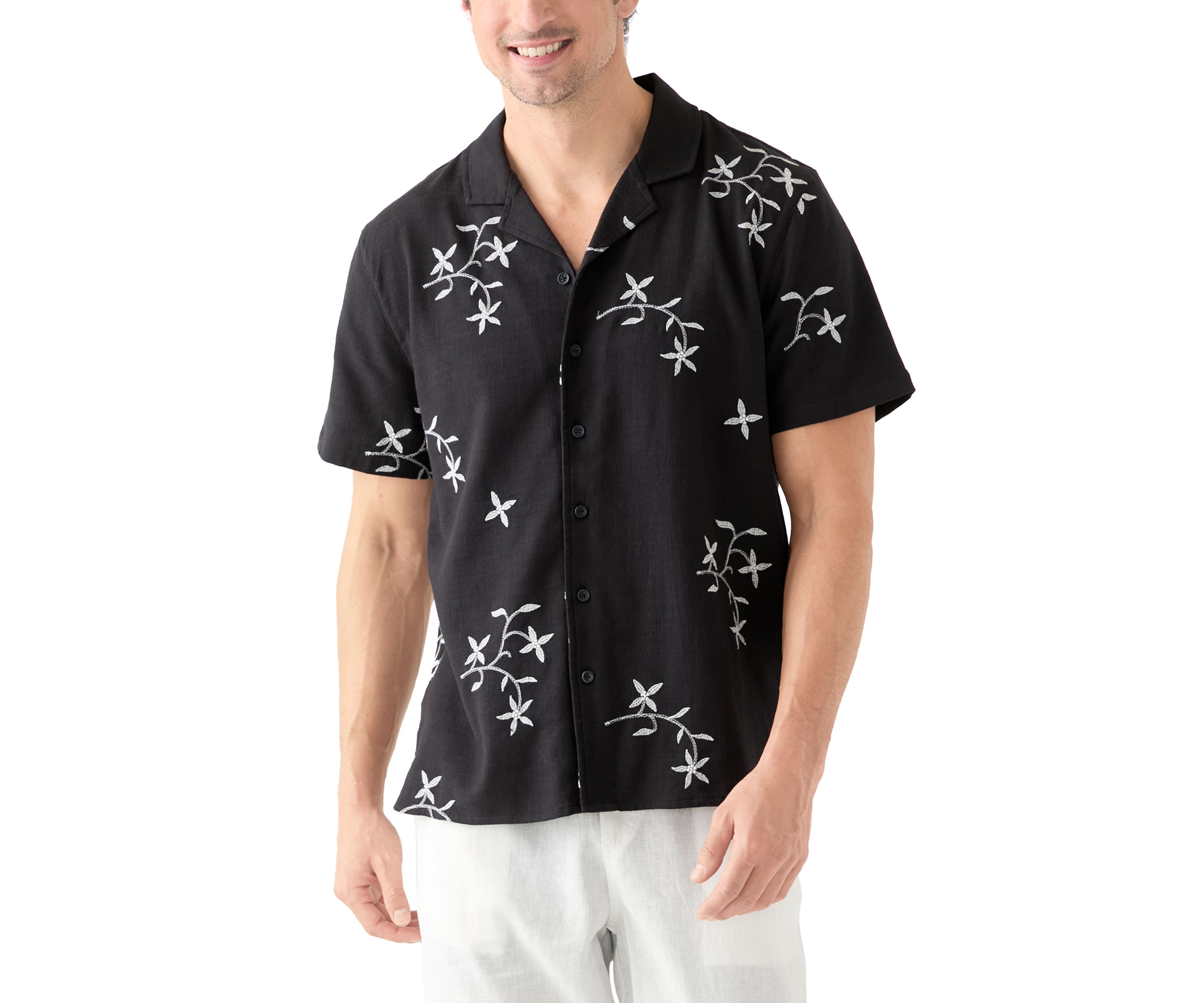 Mens Embroidered Camp Shirt