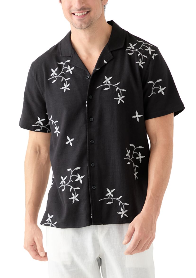 Mens Embroidered Camp Shirt