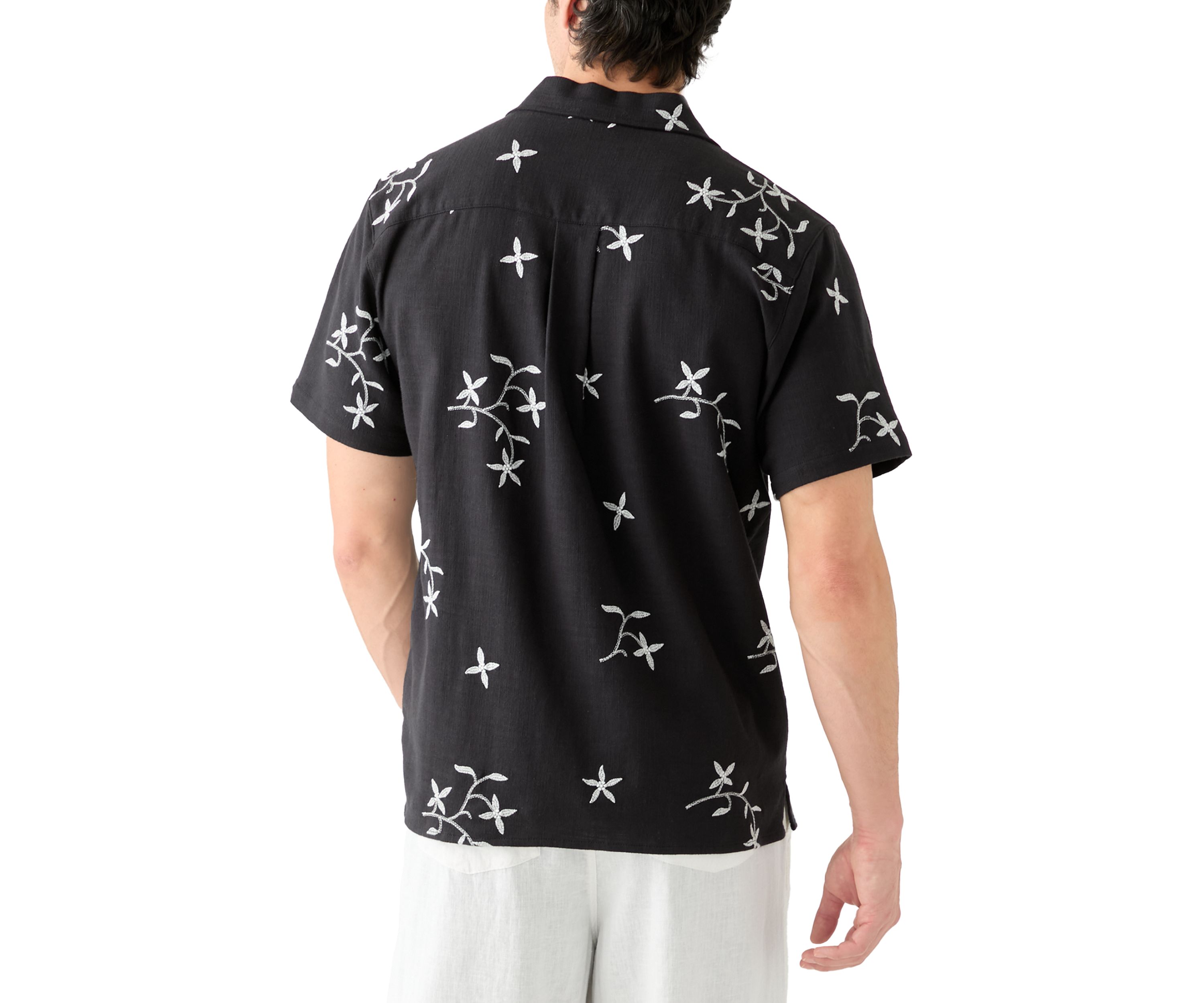 Mens Embroidered Camp Shirt