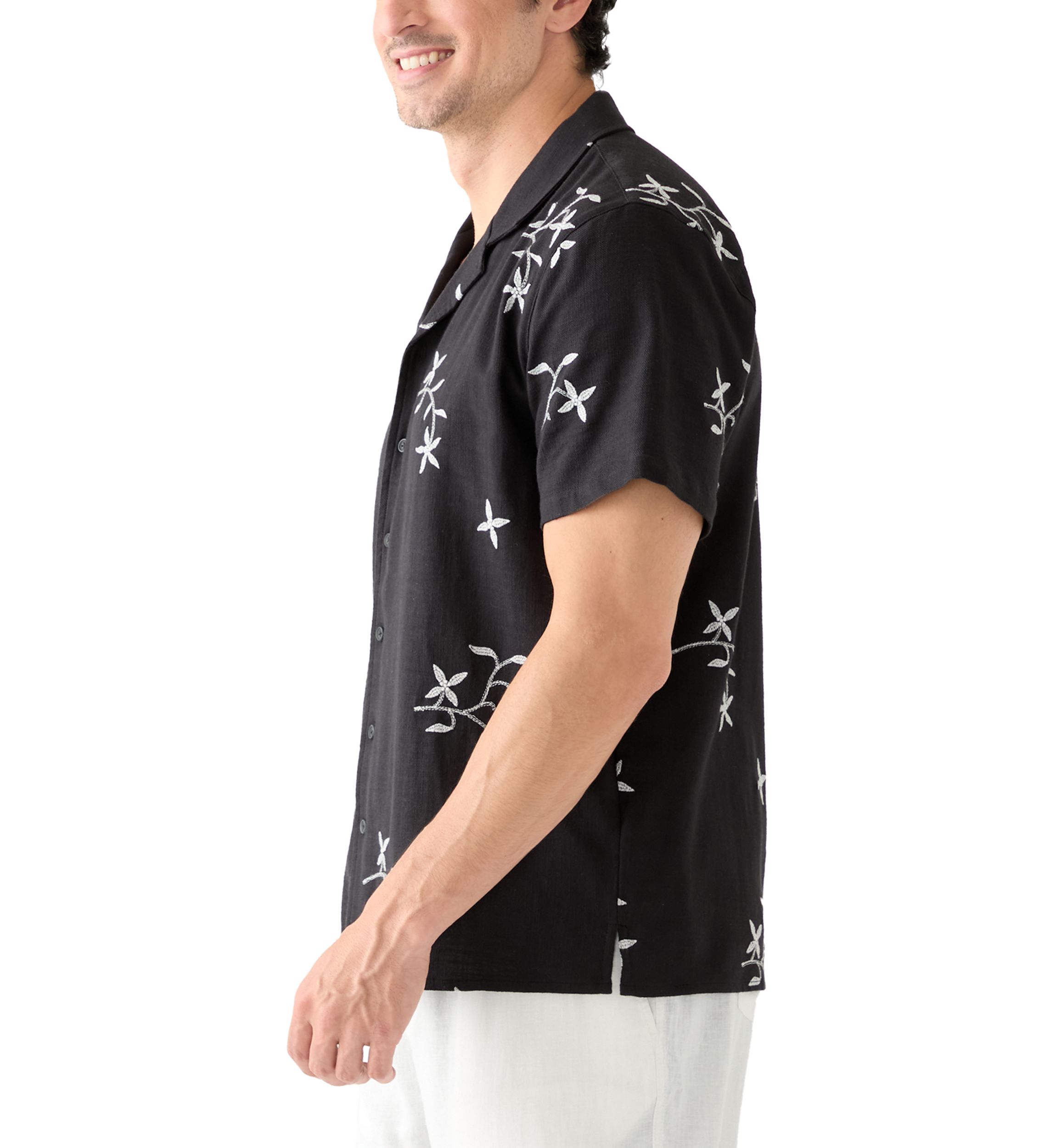 Mens Embroidered Camp Shirt